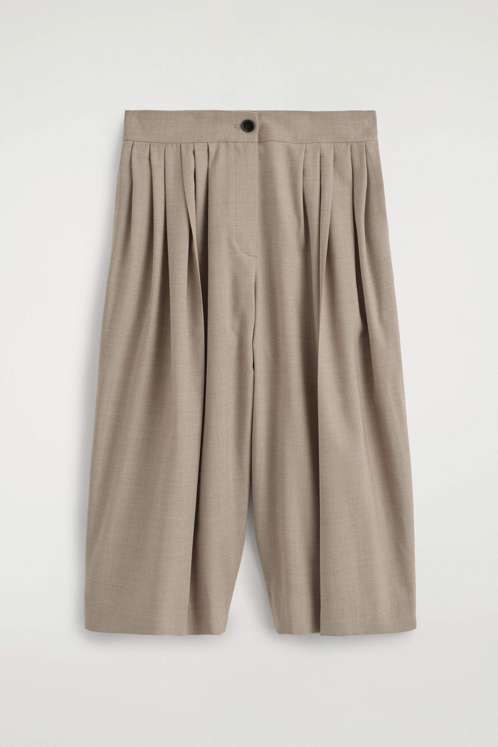PLEATED WOOL-BLEND CULOTTESBEIGE MÉLANGE