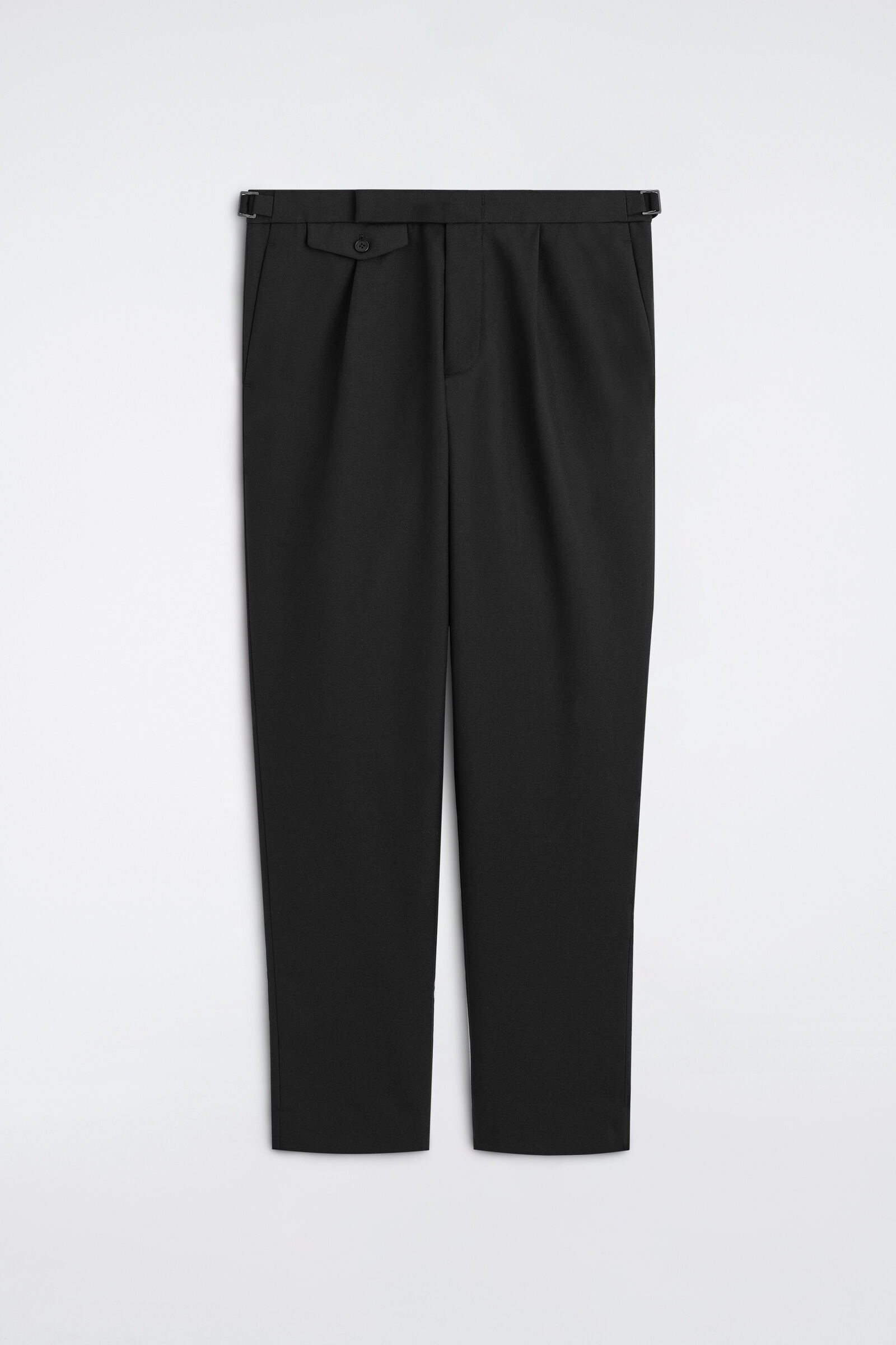 WOOL SLIM-FIT STRAIGHT-LEG TROUSERSBLACK