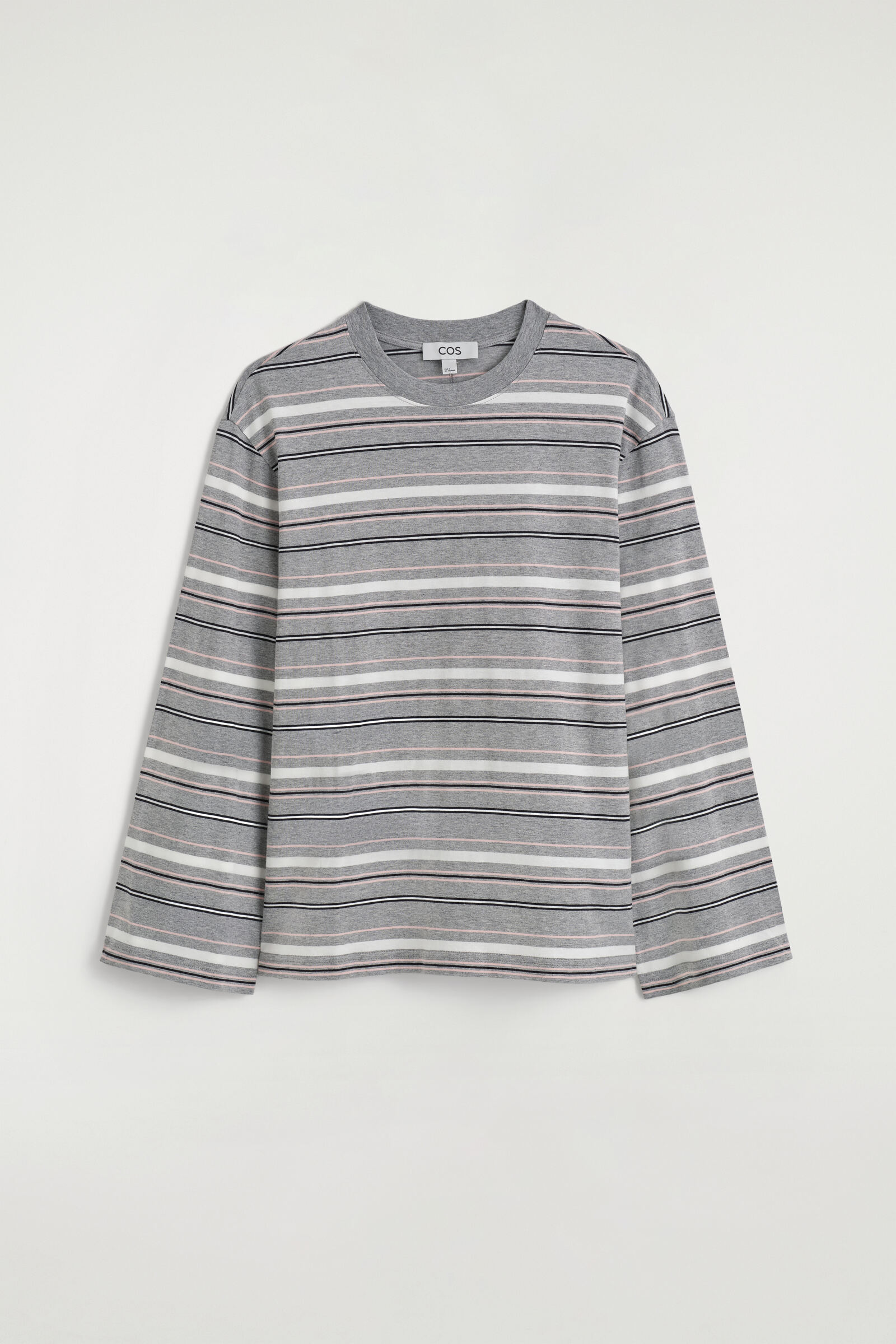 BRUSHED-COTTON LONG-SLEEVED T-SHIRTGREY / STRIPED
