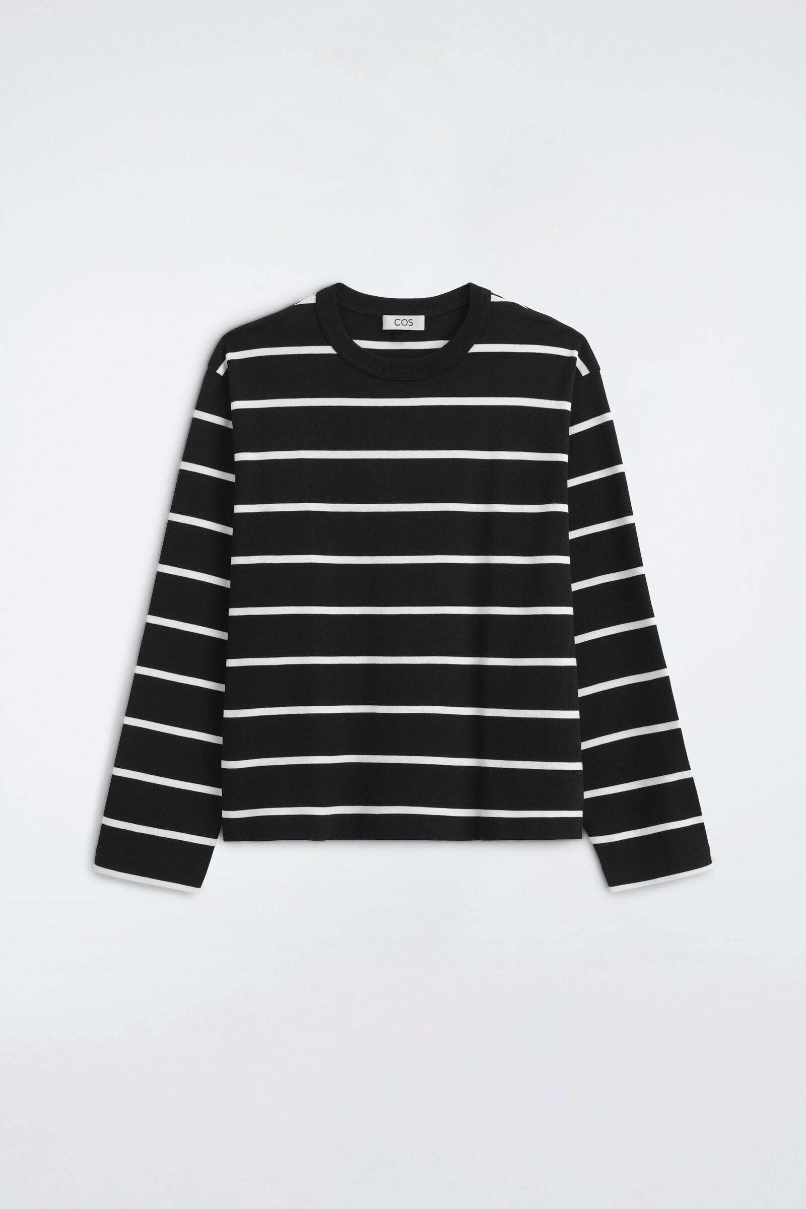 RELAXED JERSEY INTERLOCK LONG-SLEEVED T-SHIRTBLACK / WHITE / STRIPED