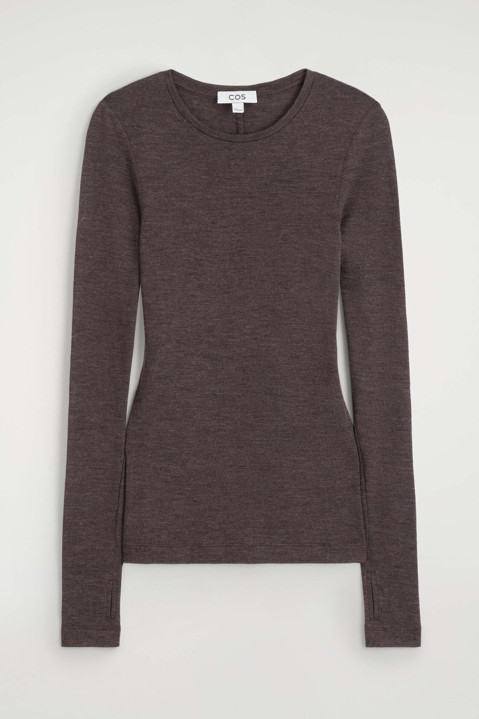 SLIM MERINO WOOL TOPDARK-BROWN MÉLANGE