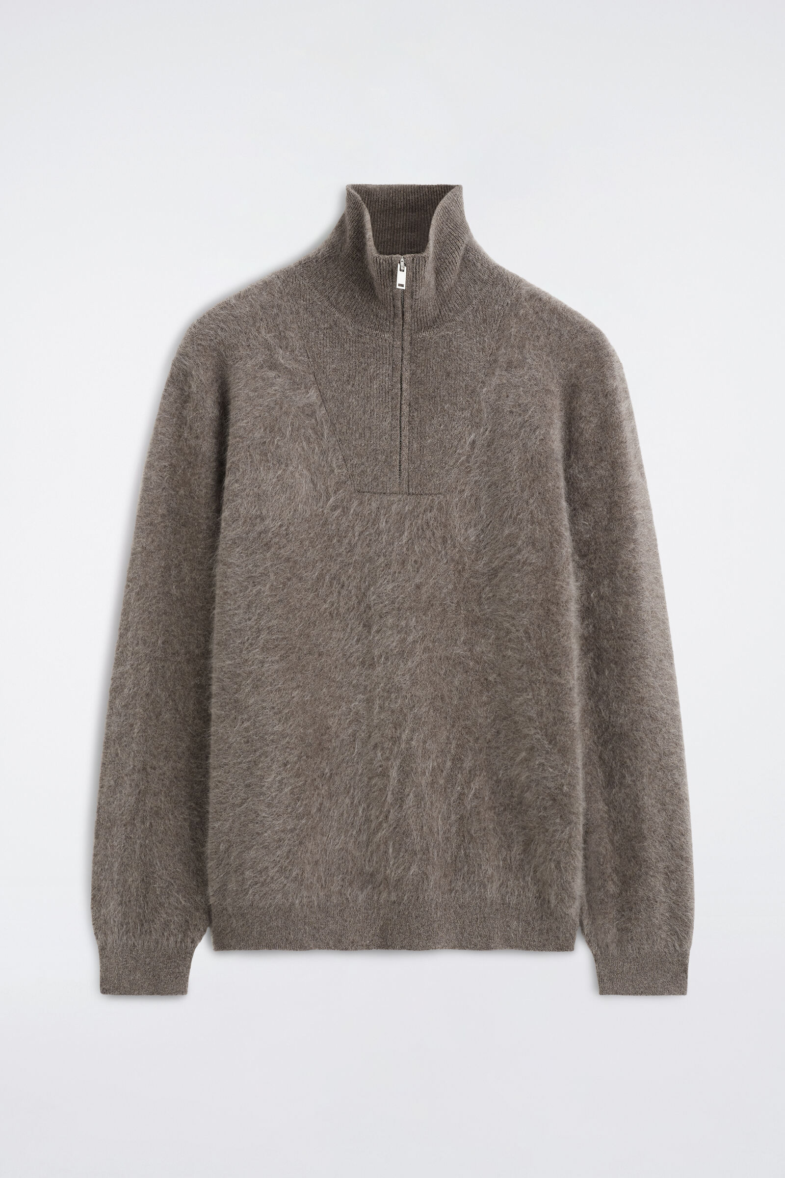 BRUSHED-CASHMERE ZIP-UP JUMPERBROWN