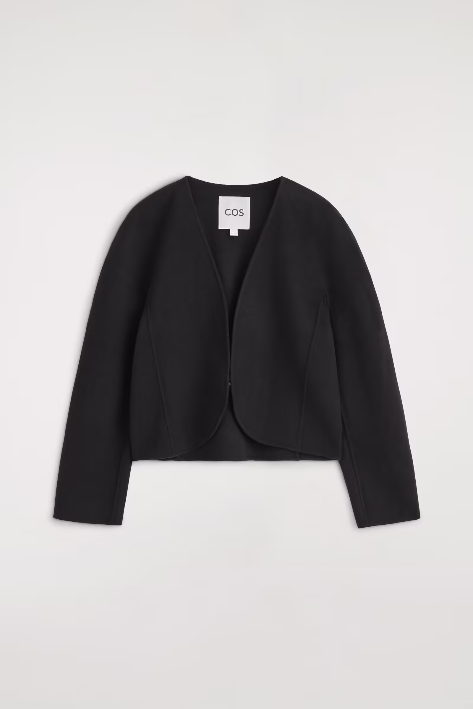 CROPPED DOUBLE-FACED WOOL-BLEND BLAZERBLACK