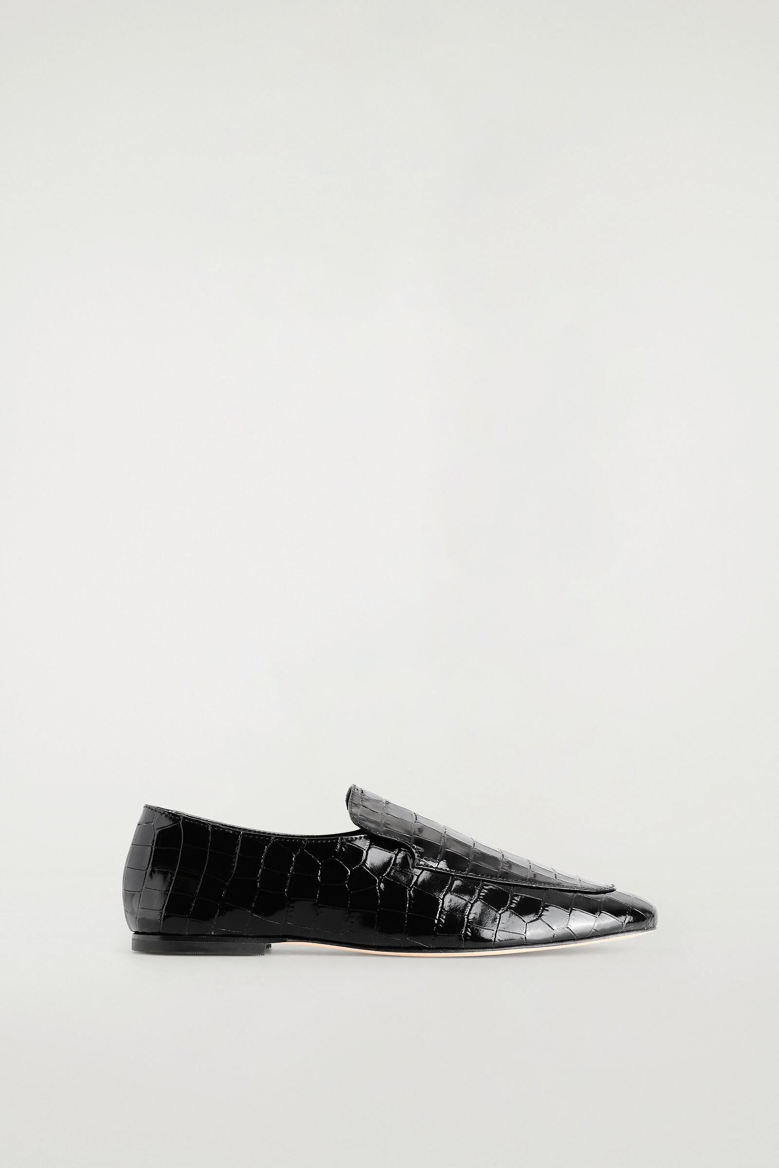 CROC-EFFECT LEATHER LOAFERSBLACK / CROC EFFECT
