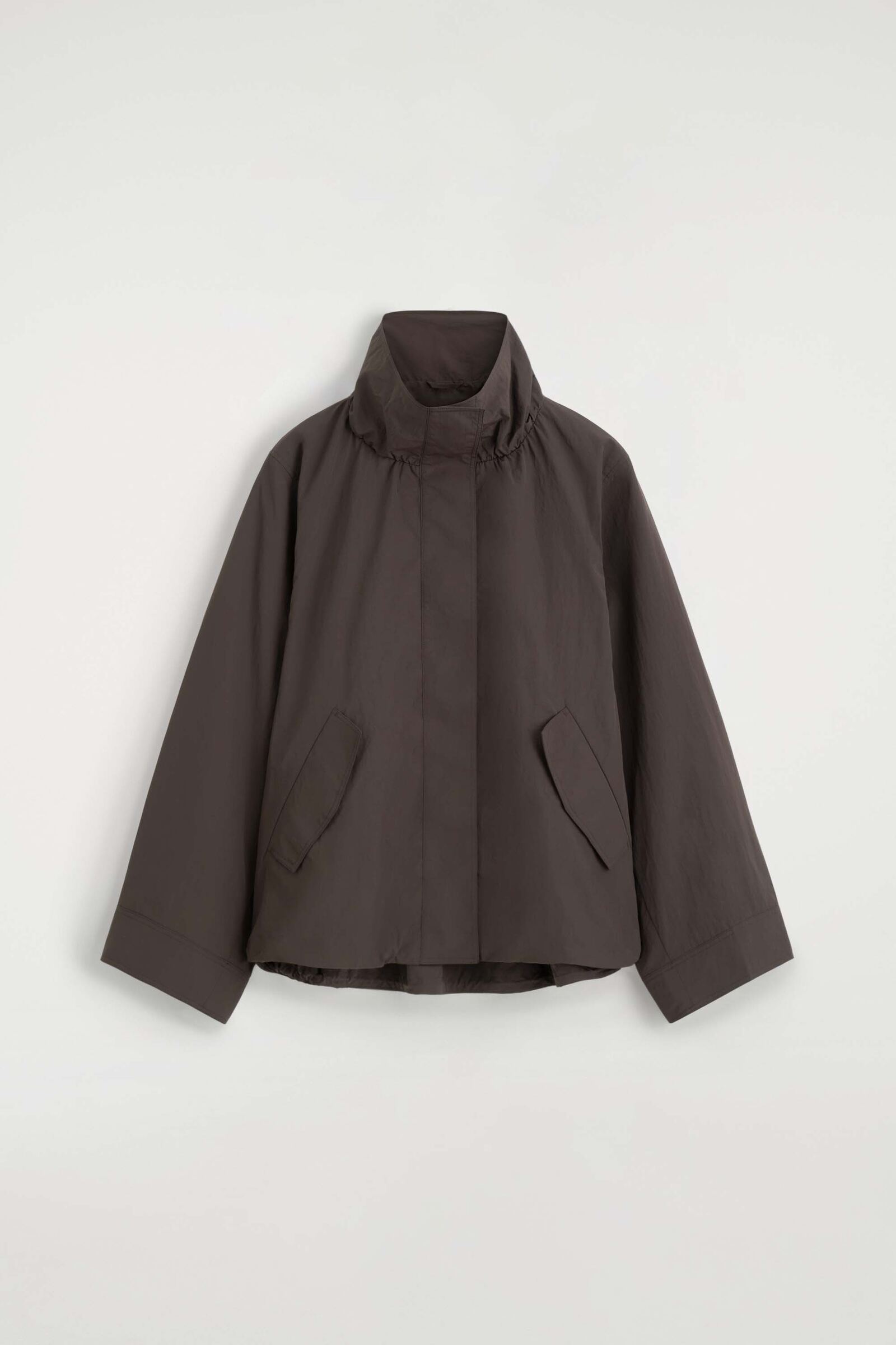 NYLON FUNNEL-NECK JACKETBROWN