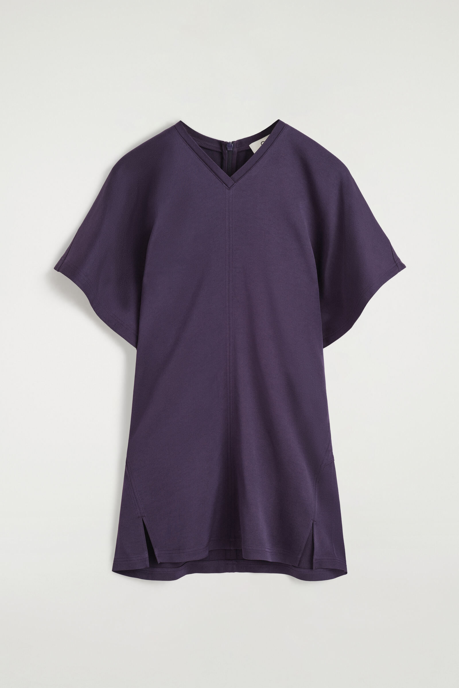 DRAPED CREPE V-NECK TOPDARK PURPLE