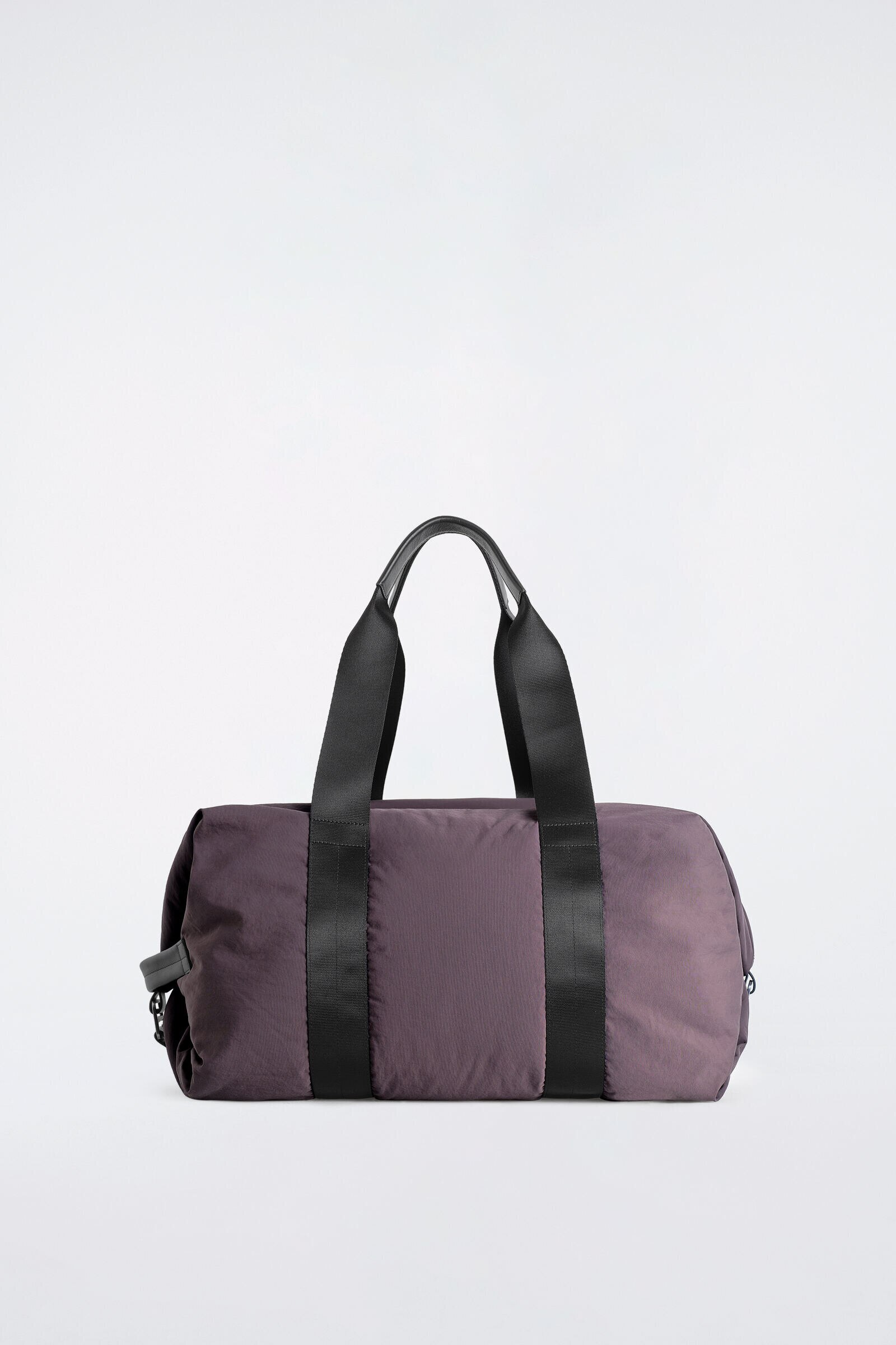 LEATHER-DETAIL DUFFLE BAG - NYLONDARK BROWN