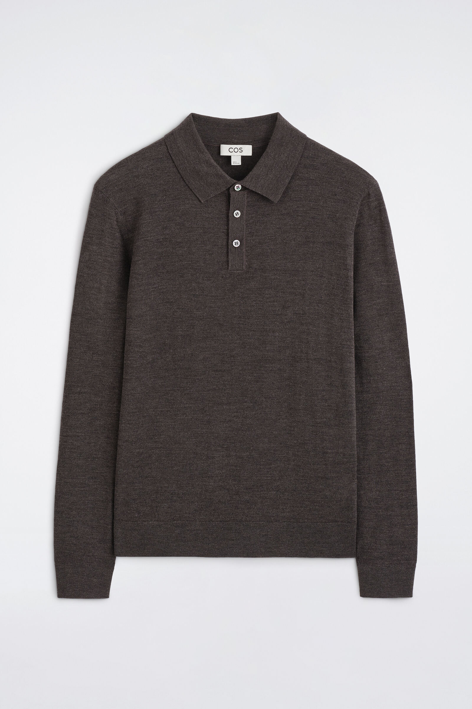 SLIM MERINO WOOL POLO SHIRTBROWN MÉLANGE