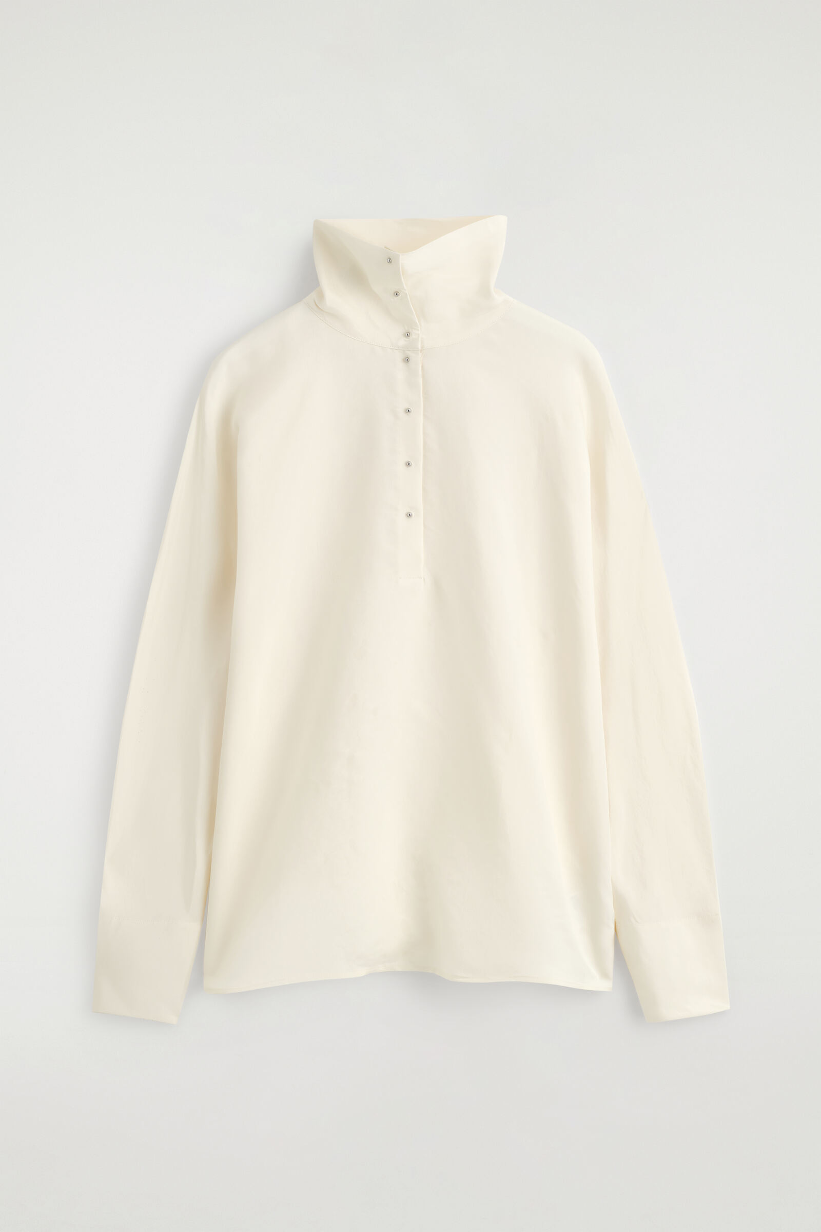 STUD-DETAIL FUNNEL-NECK BLOUSECAPPUCCINO