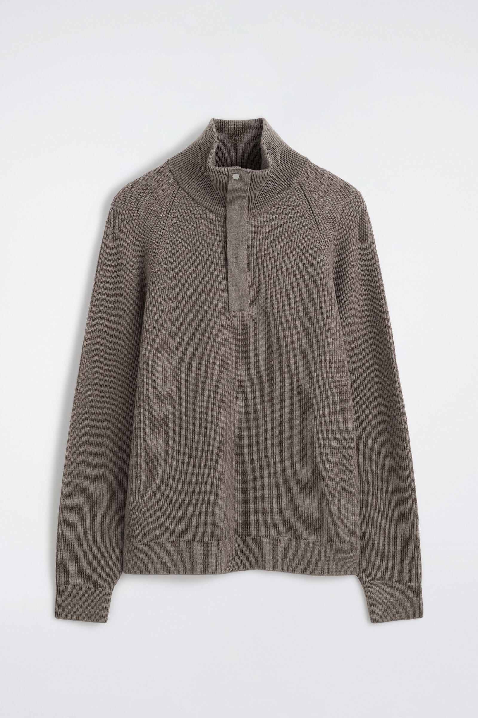 RIBBED WOOL HALF-ZIP JUMPERBROWN