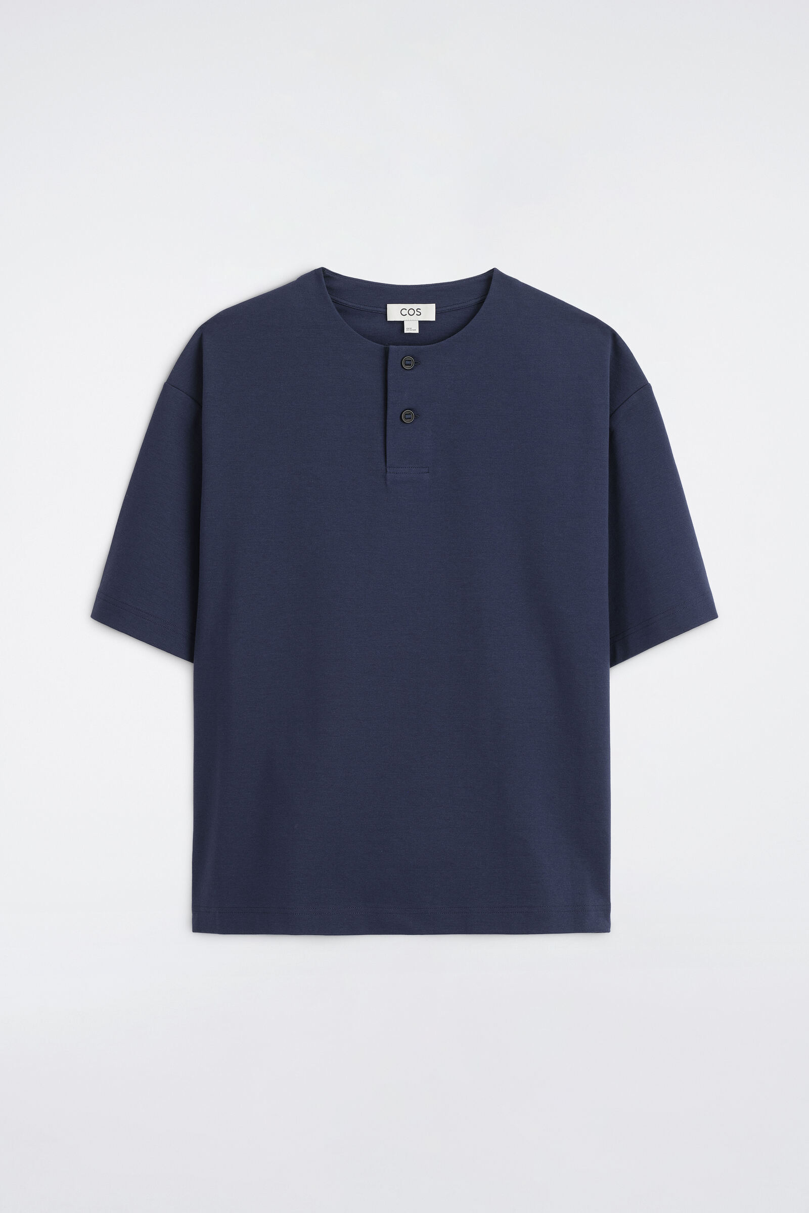 OVERSIZED COTTON-JERSEY HENLEY T-SHIRTDARK BLUE