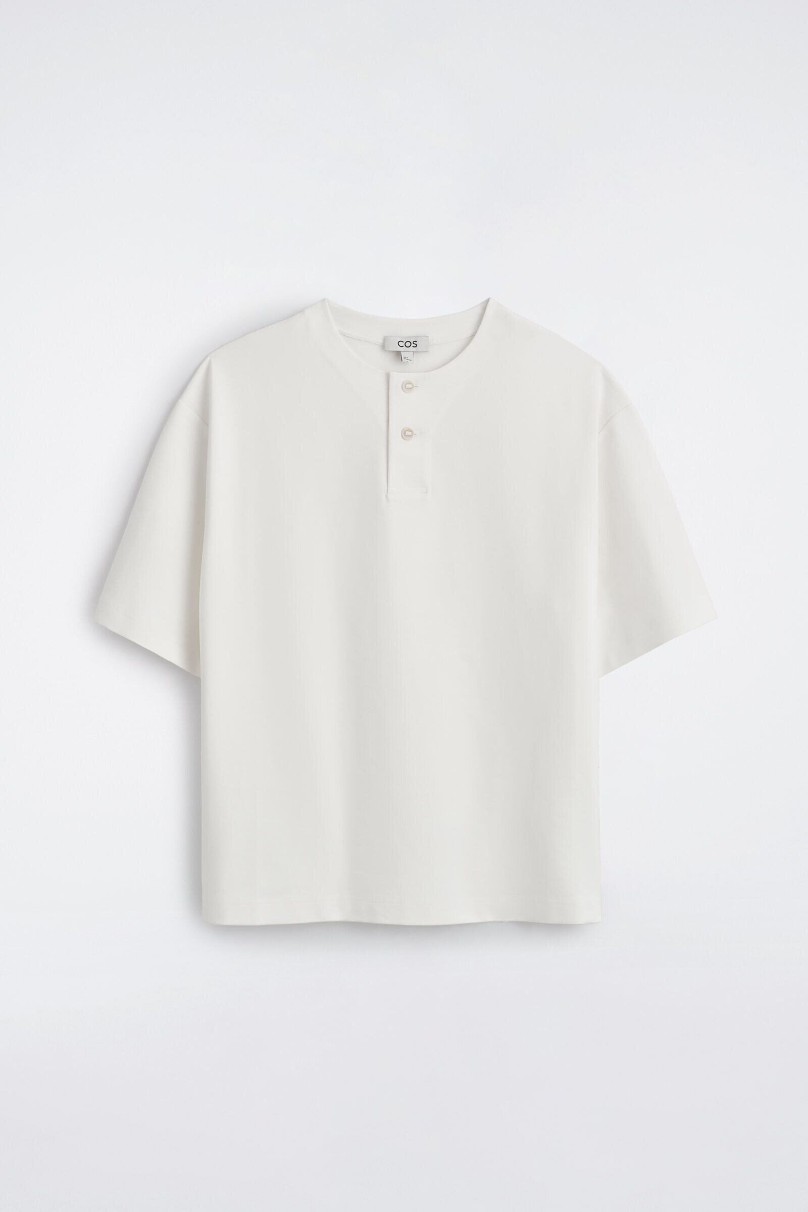 OVERSIZED COTTON-JERSEY HENLEY T-SHIRTWHITE