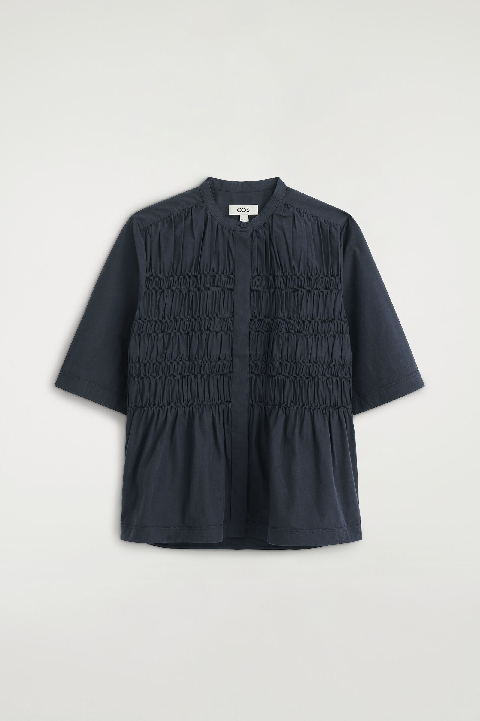 RUCHED COTTON BLOUSENAVY