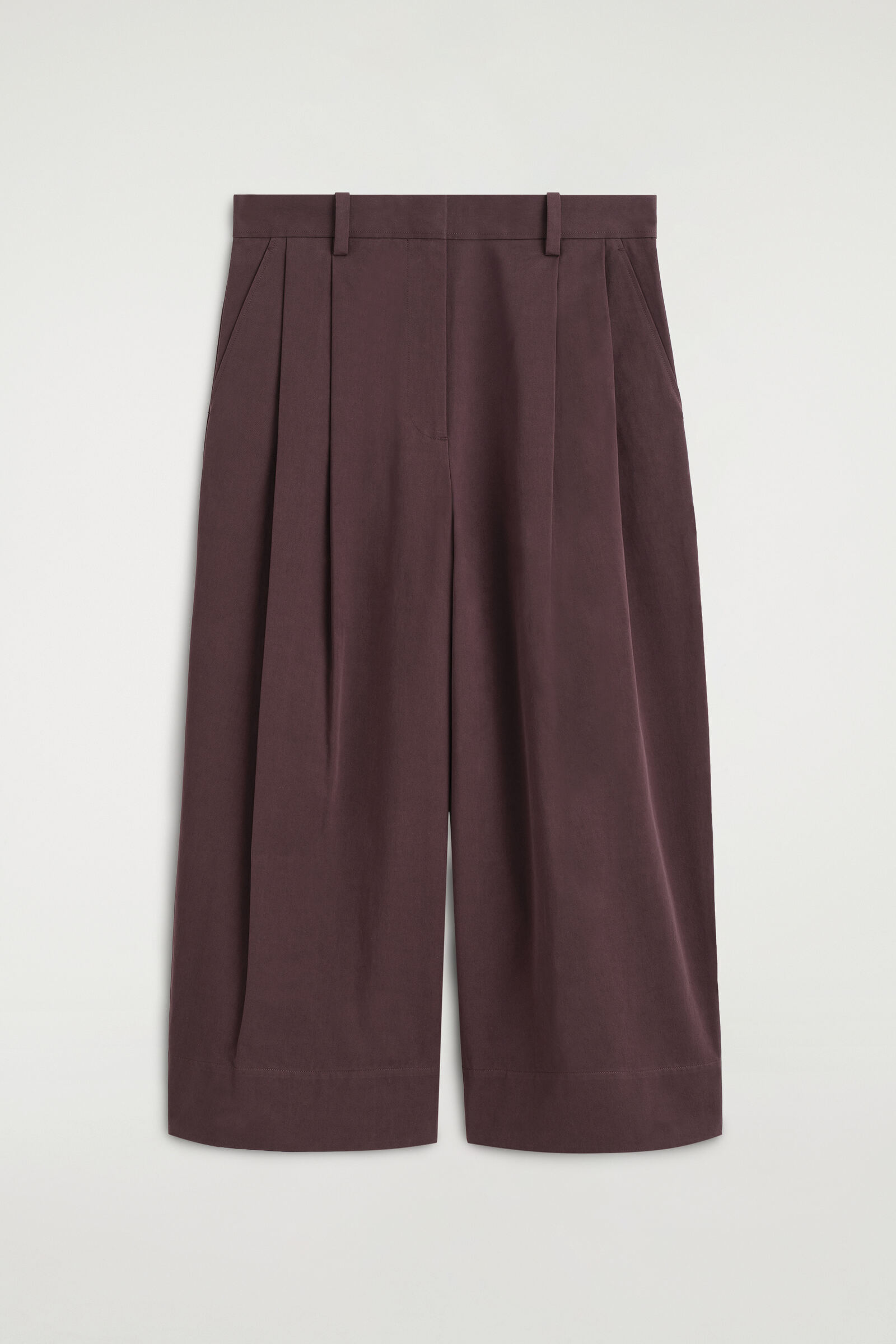 COTTON CROPPED BARREL-LEG TROUSERSBROWN