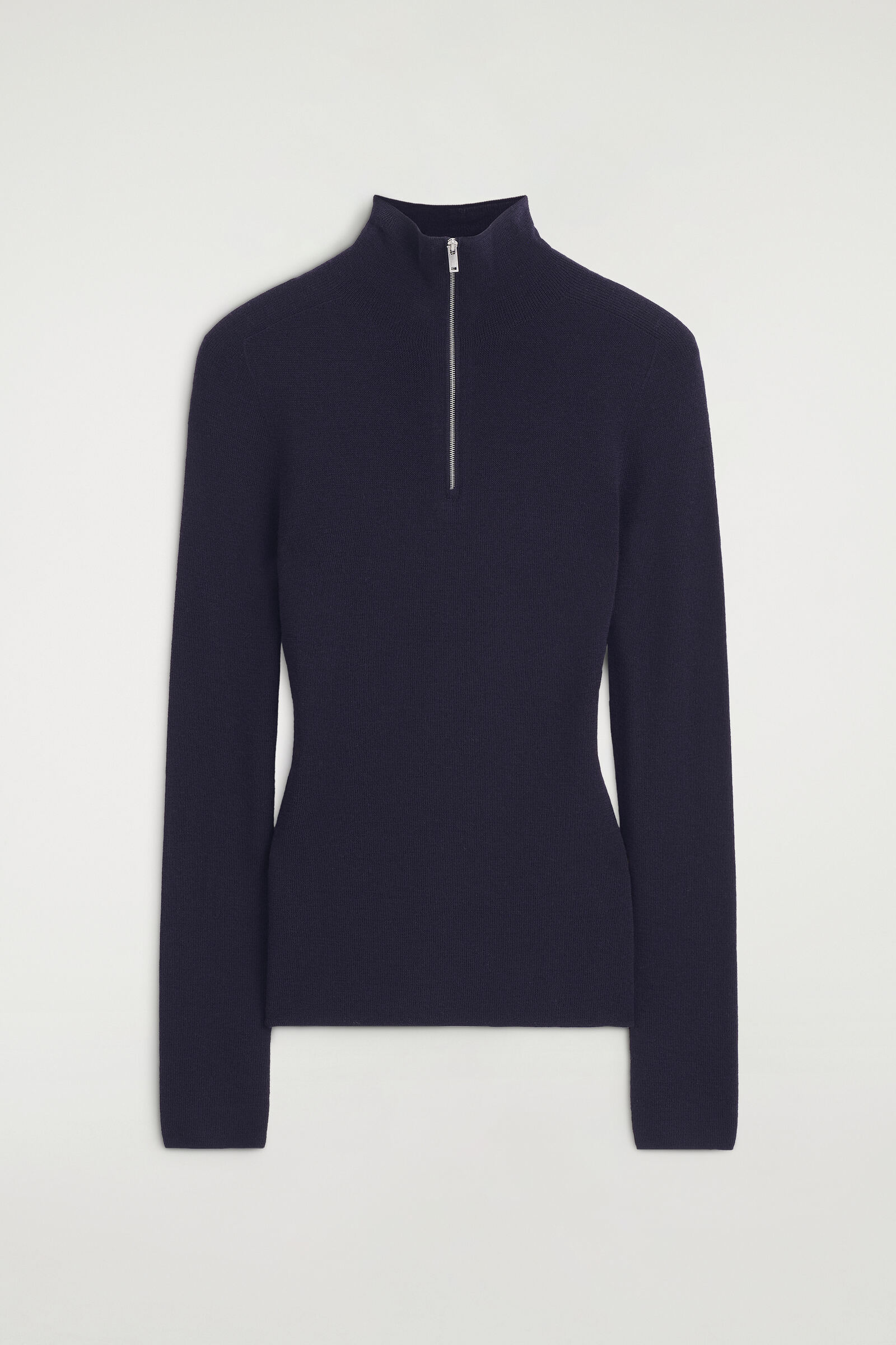 SEAMLESS MERINO WOOL ZIP-UP TOPNAVY