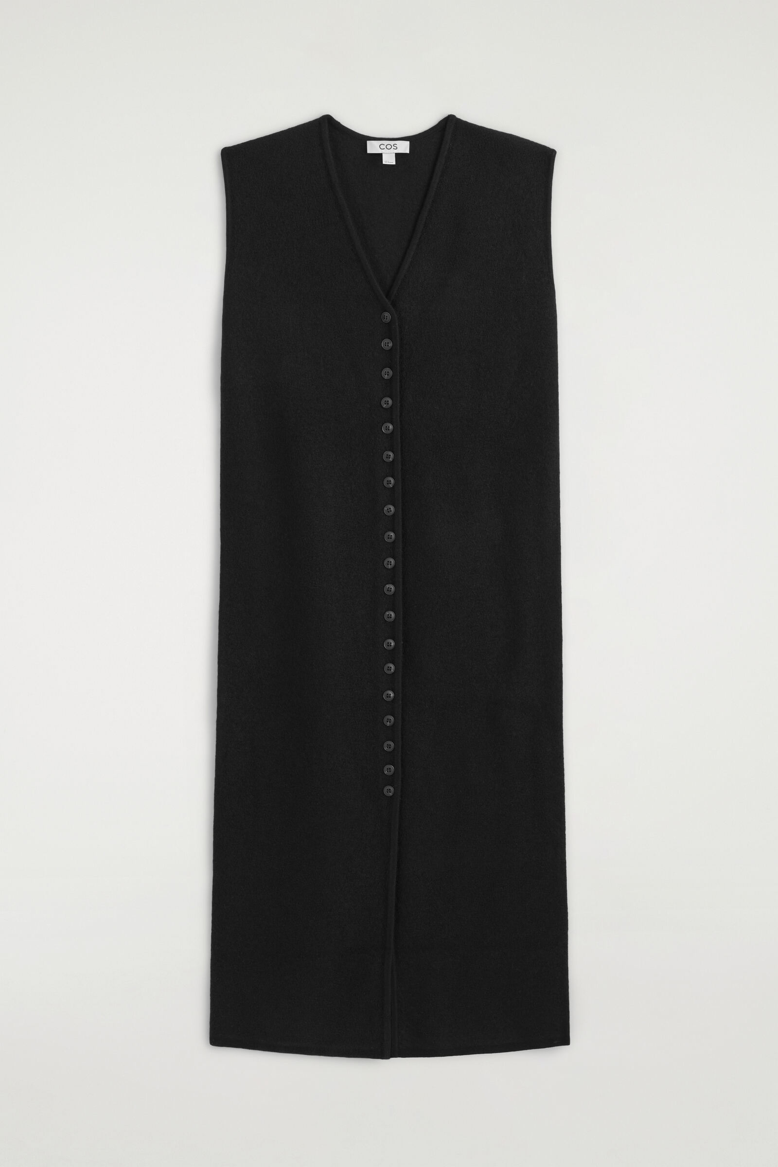 BUTTONED BOILED MERINO WOOL DRESSBLACK