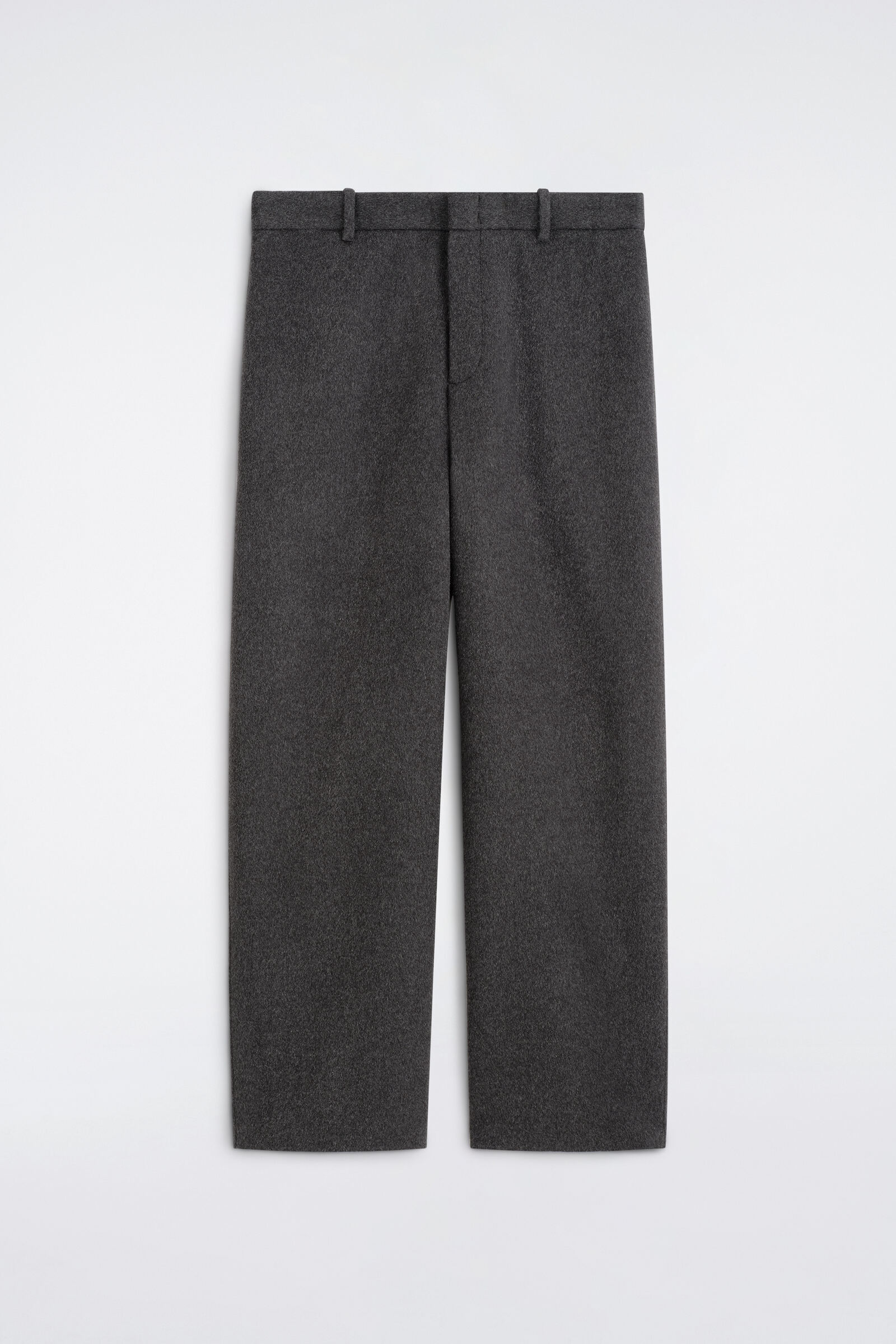 DOUBLE-FACED WOOL RELAXED-FIT WIDE-LEG TROUSERSCHARCOAL