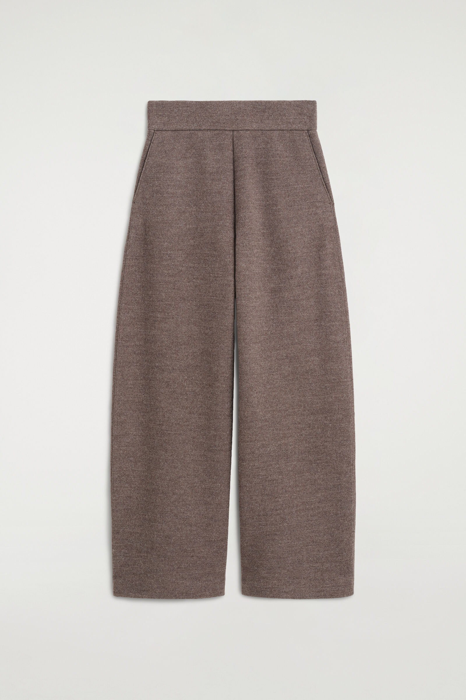 BOILED WOOL-BLEND BARREL-LEG TROUSERSBEIGE MÉLANGE
