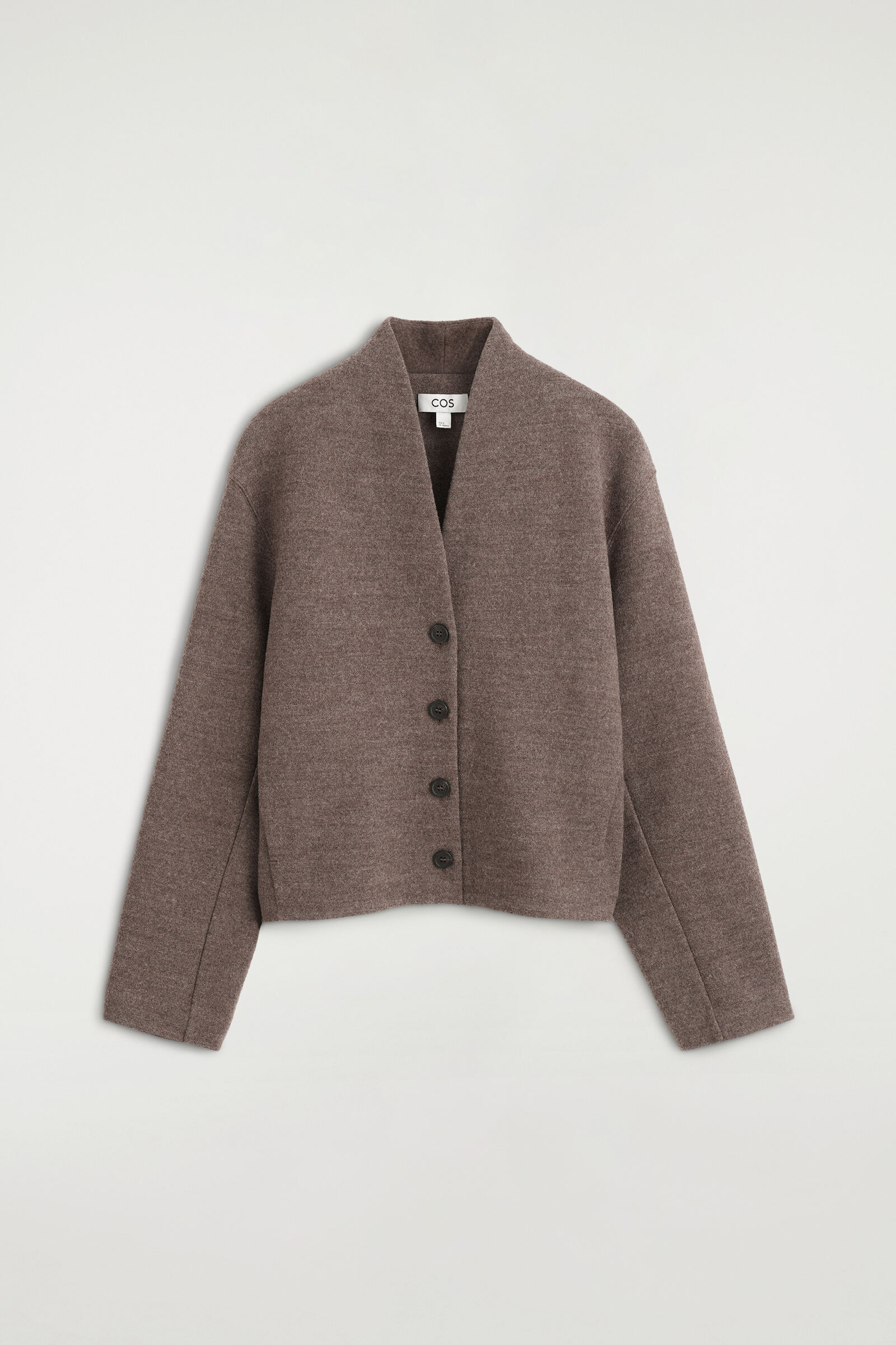 BOILED WOOL-BLEND SHAWL-COLLAR CARDIGANBEIGE MÉLANGE