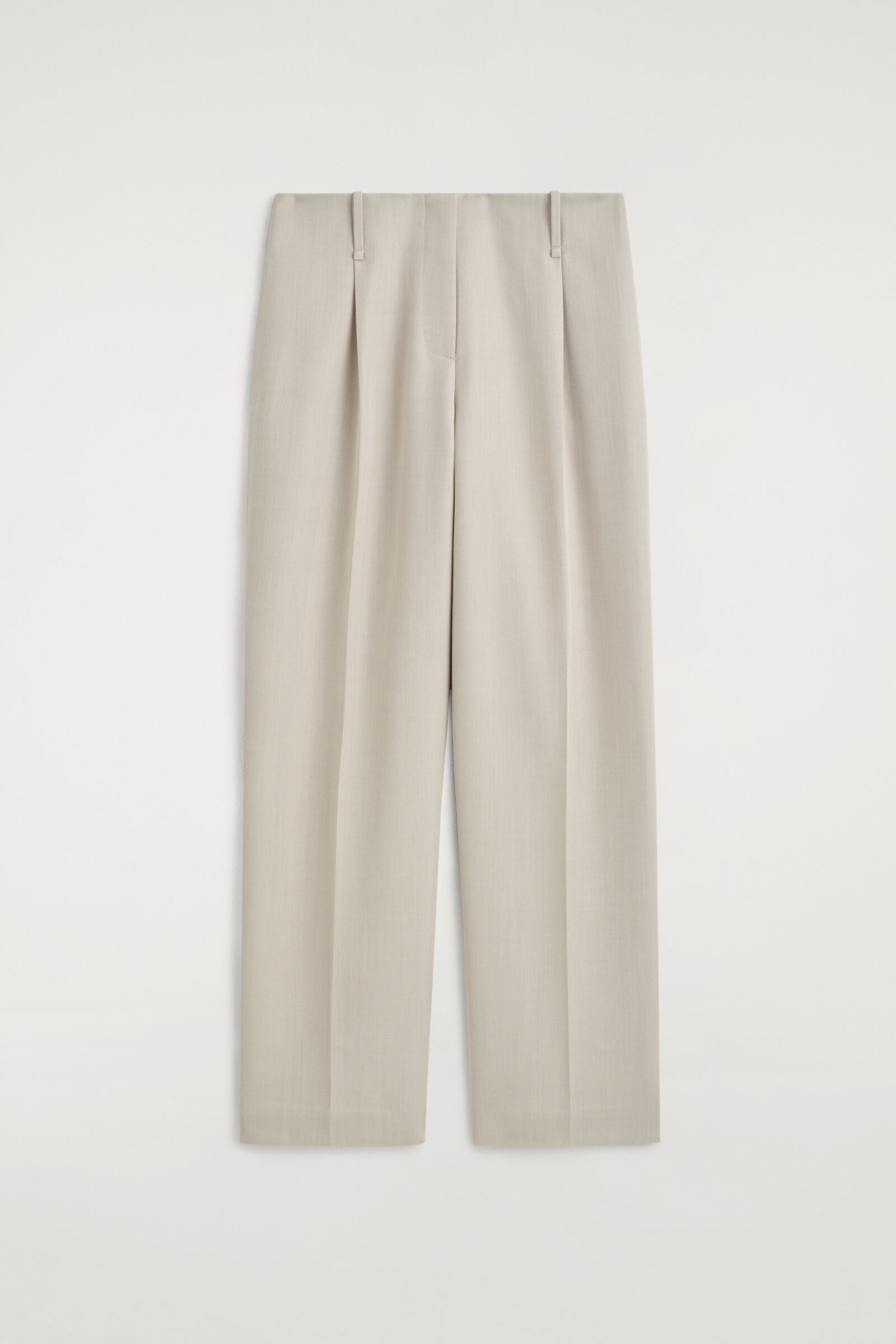PLEATED WOOL-BLEND STRAIGHT-LEG TROUSERSLIGHT BEIGE
