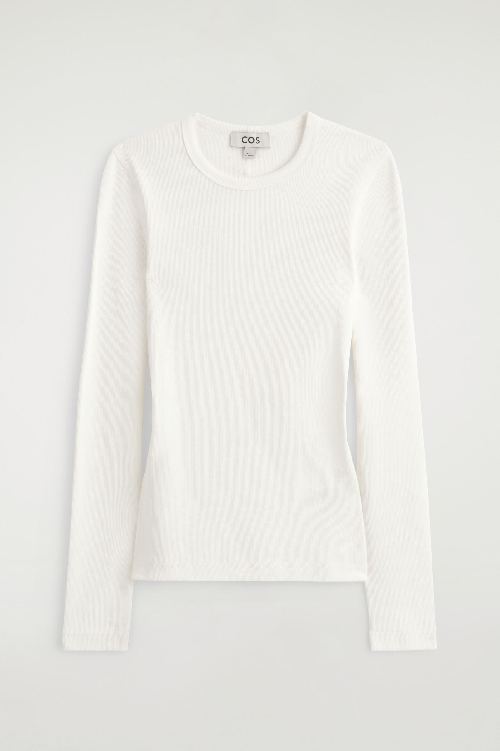 SLIM RIBBED COTTON LONG-SLEEVED TOPWHITE