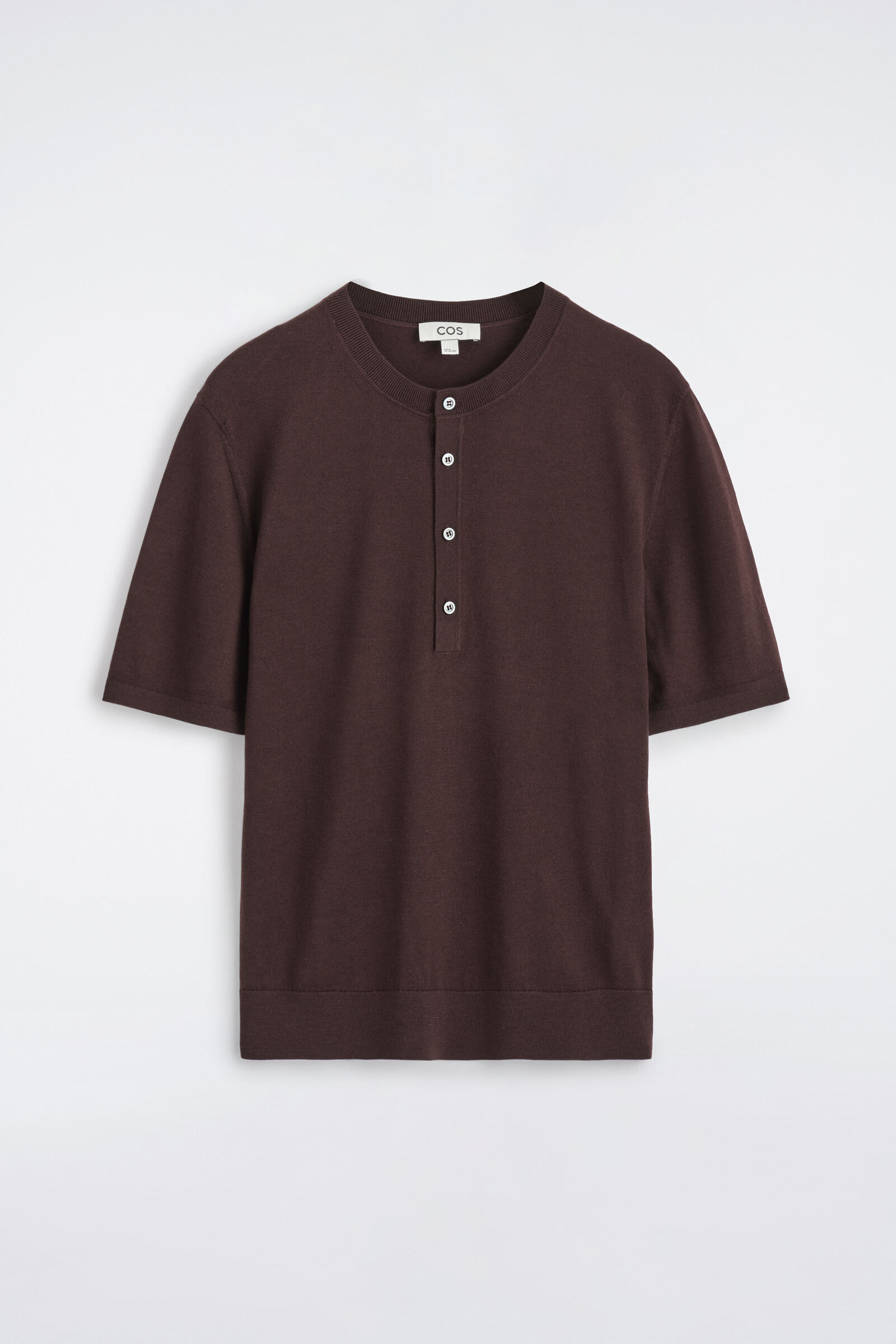 SLIM MERINO WOOL HENLEY T-SHIRTBURGUNDY