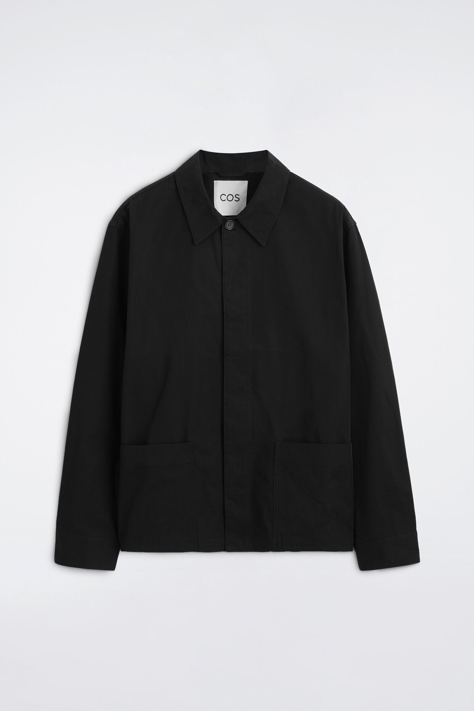 GARMENT-WASHED COTTON-TWILL OVERSHIRTBLACK