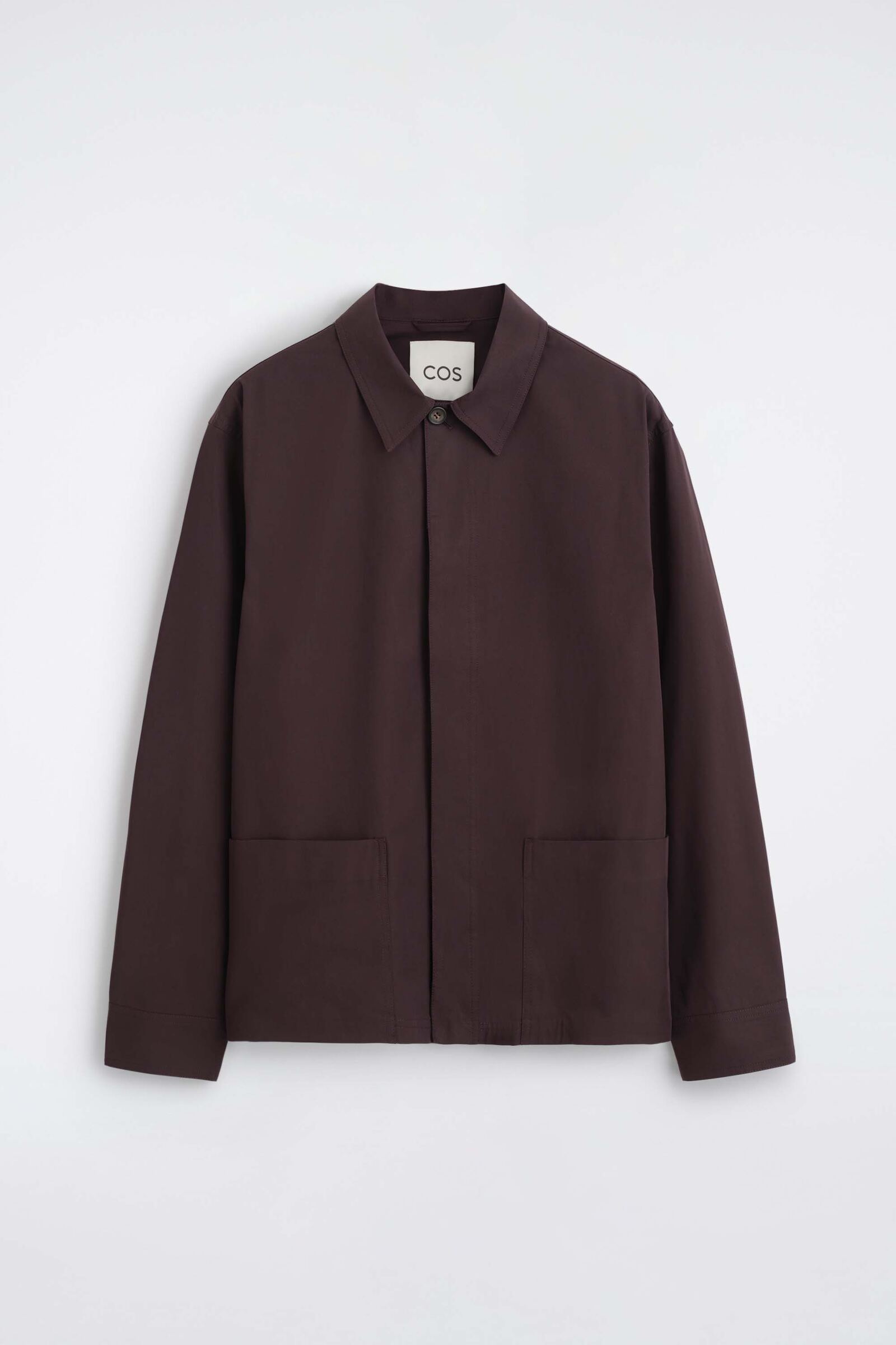 GARMENT-WASHED COTTON-TWILL OVERSHIRTDARK BROWN