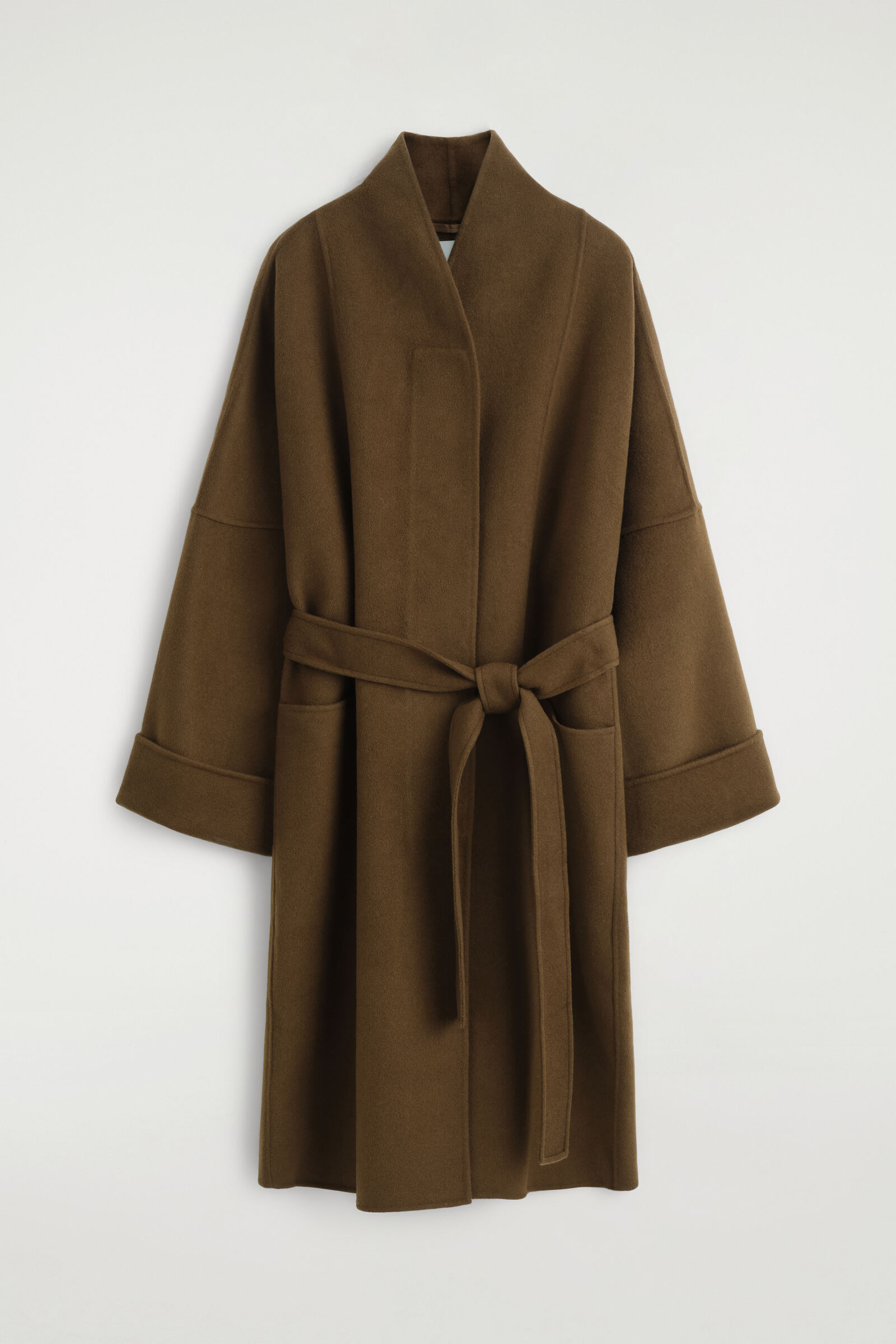 OVERSIZED DOUBLE-FACED WOOL SHAWL COATBROWN