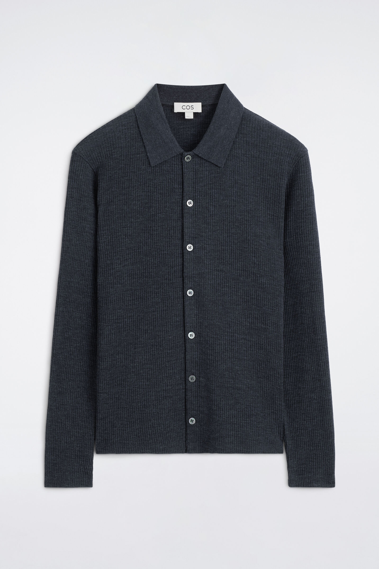 SLIM RIBBED WOOL SHIRTNAVY