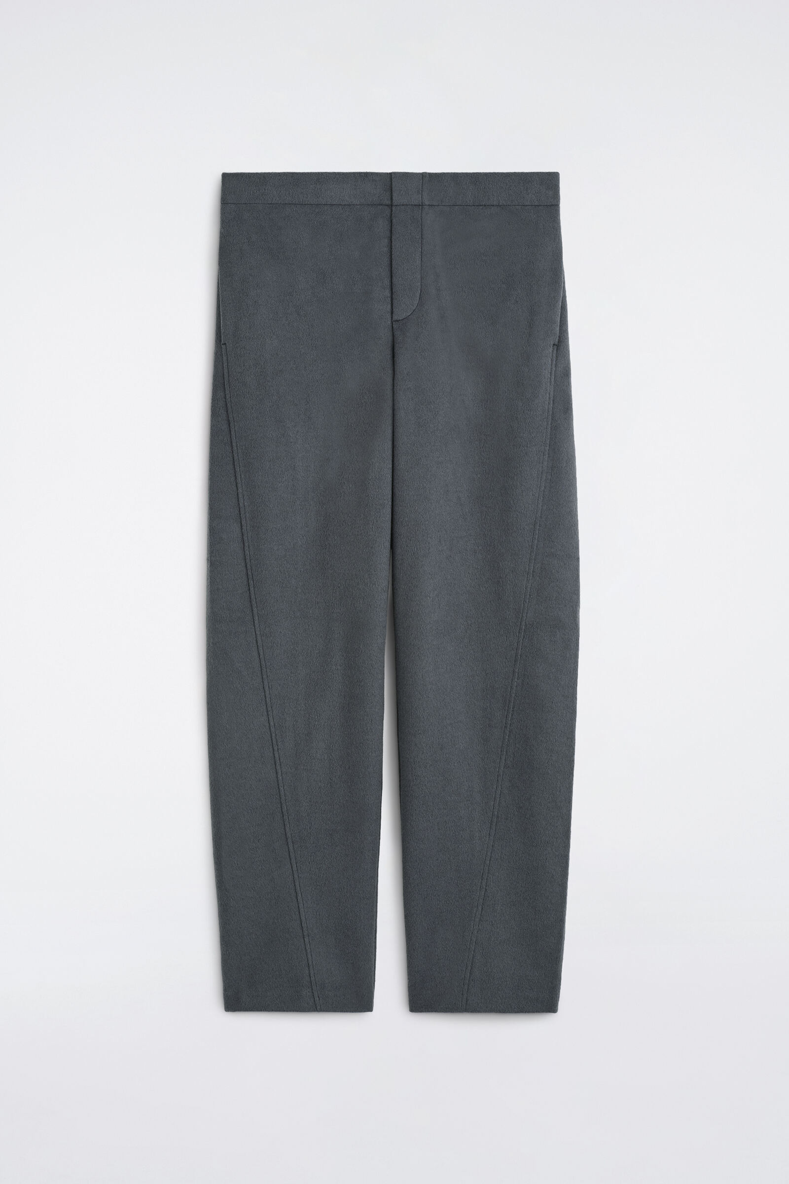 BRUSHED JERSEY REGULAR-FIT TAPERED TROUSERSSTEEL GREY