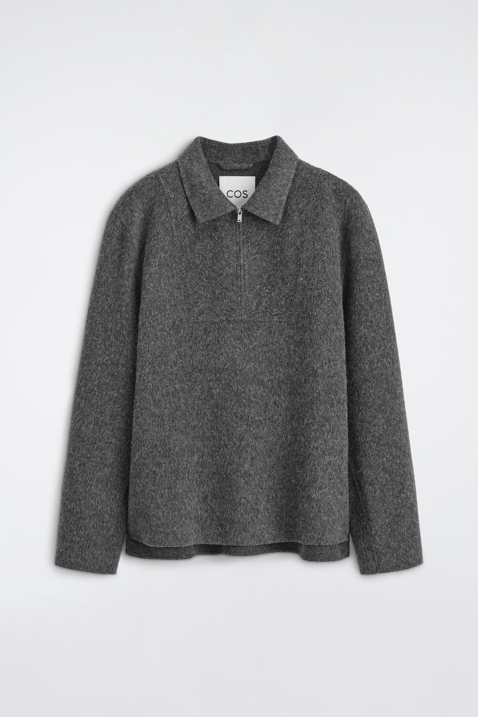DOUBLE-FACED WOOL-BLEND ZIP-UP OVERSHIRTGREY MÉLANGE