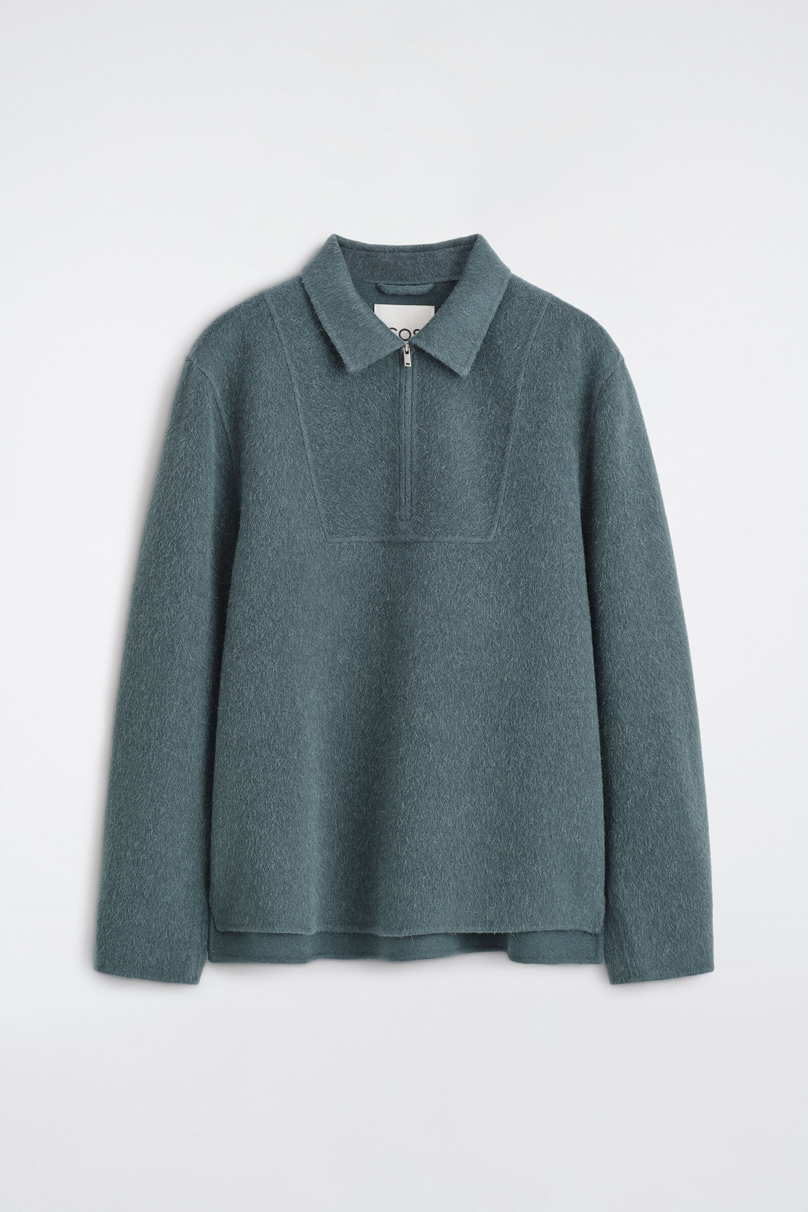 DOUBLE-FACED WOOL-BLEND ZIP-UP OVERSHIRTDARK TURQUOISE