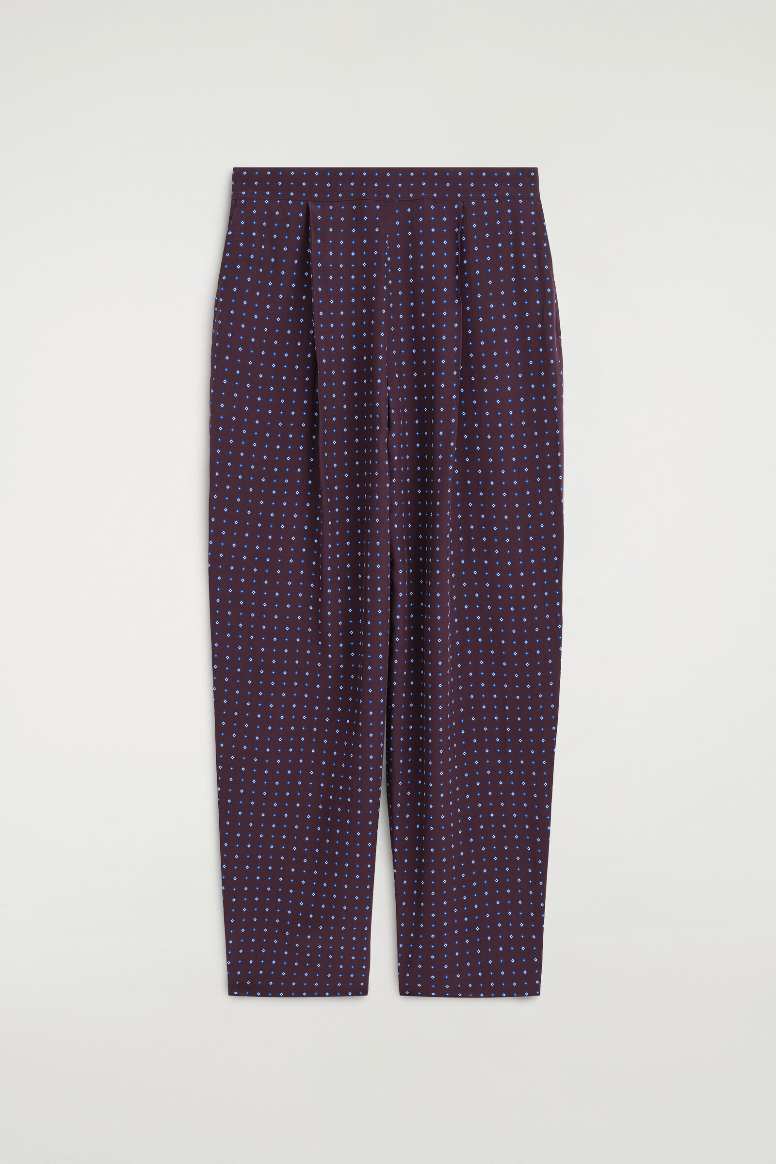 DIAMOND-PRINT STRAIGHT-LEG TROUSERSBORDEAUX / BLUE / PRINTED