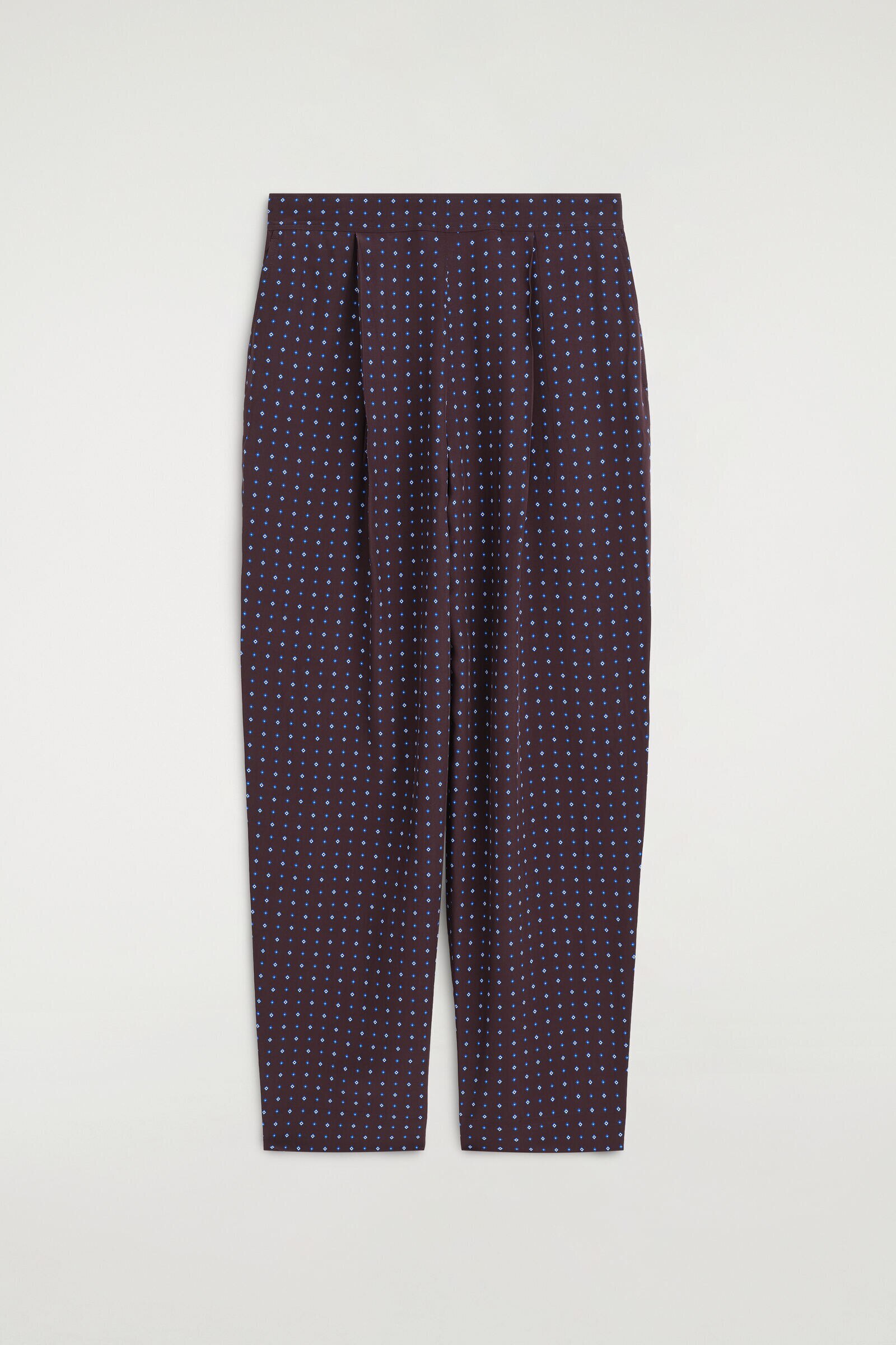 DIAMOND-PRINT STRAIGHT-LEG TROUSERSBORDEAUX / BLUE / PRINTED