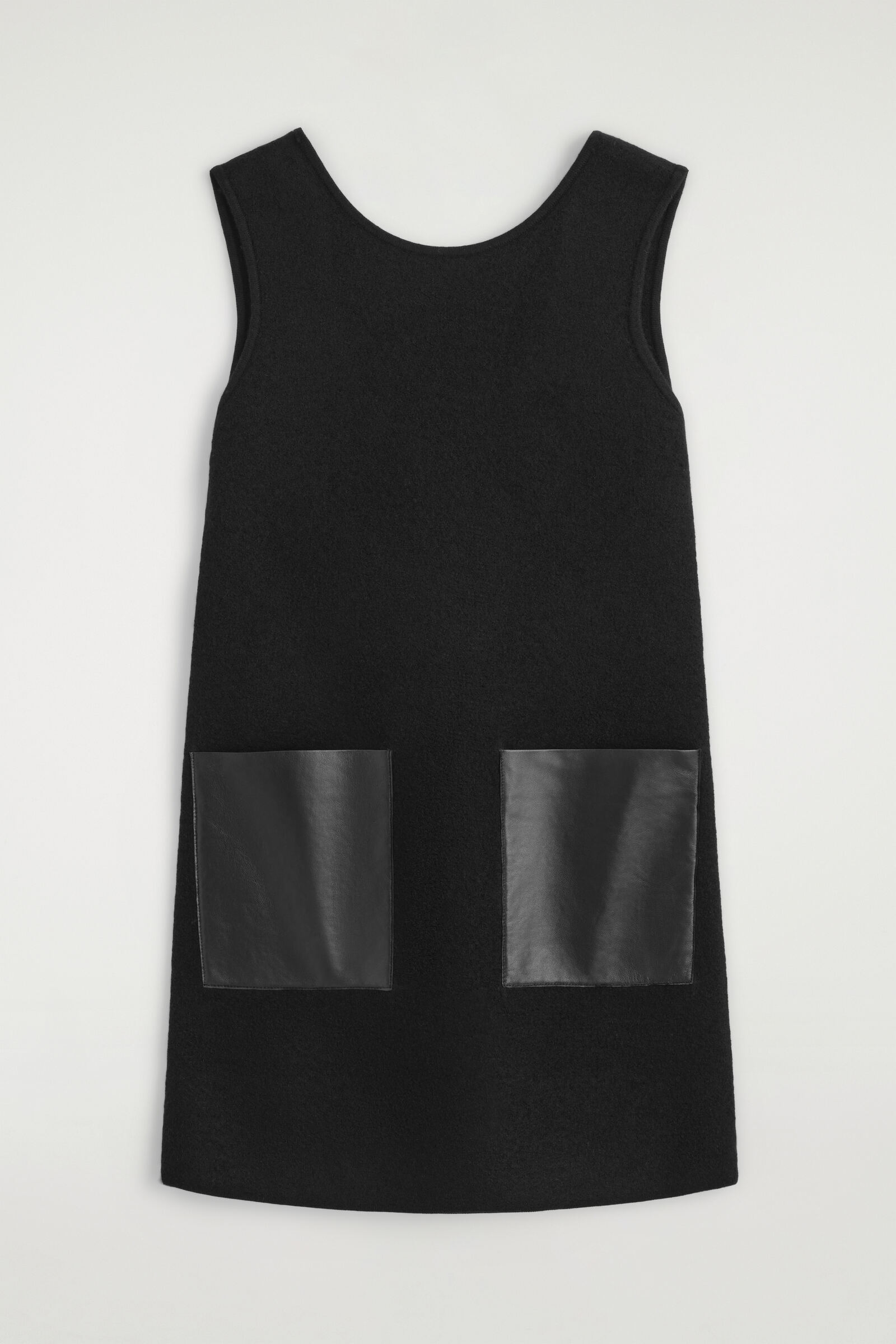 LEATHER-PATCH BOILED-WOOL MINI DRESSBLACK