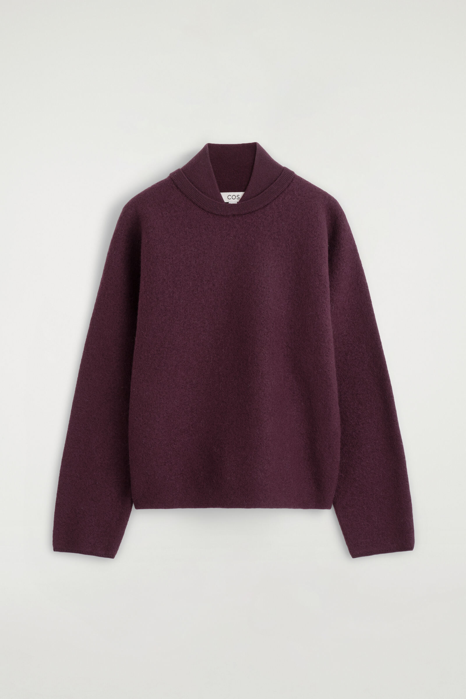 LAYERED-COLLAR BOILED WOOL JUMPERBURGUNDY