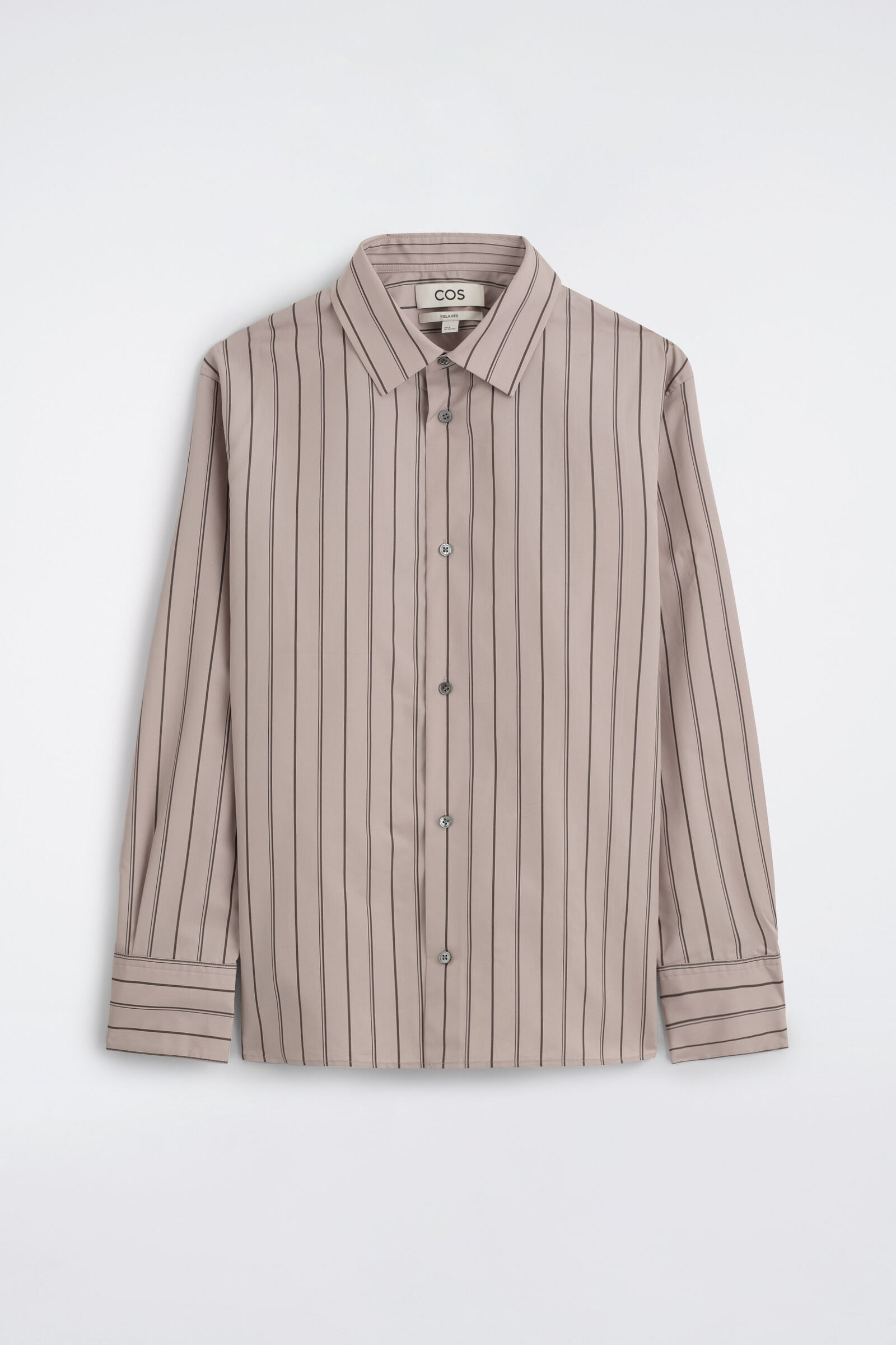 STRIPED STRUCTURED COTTON-SILK SHIRTMAUVE / CHOCOLATE / STRIPED