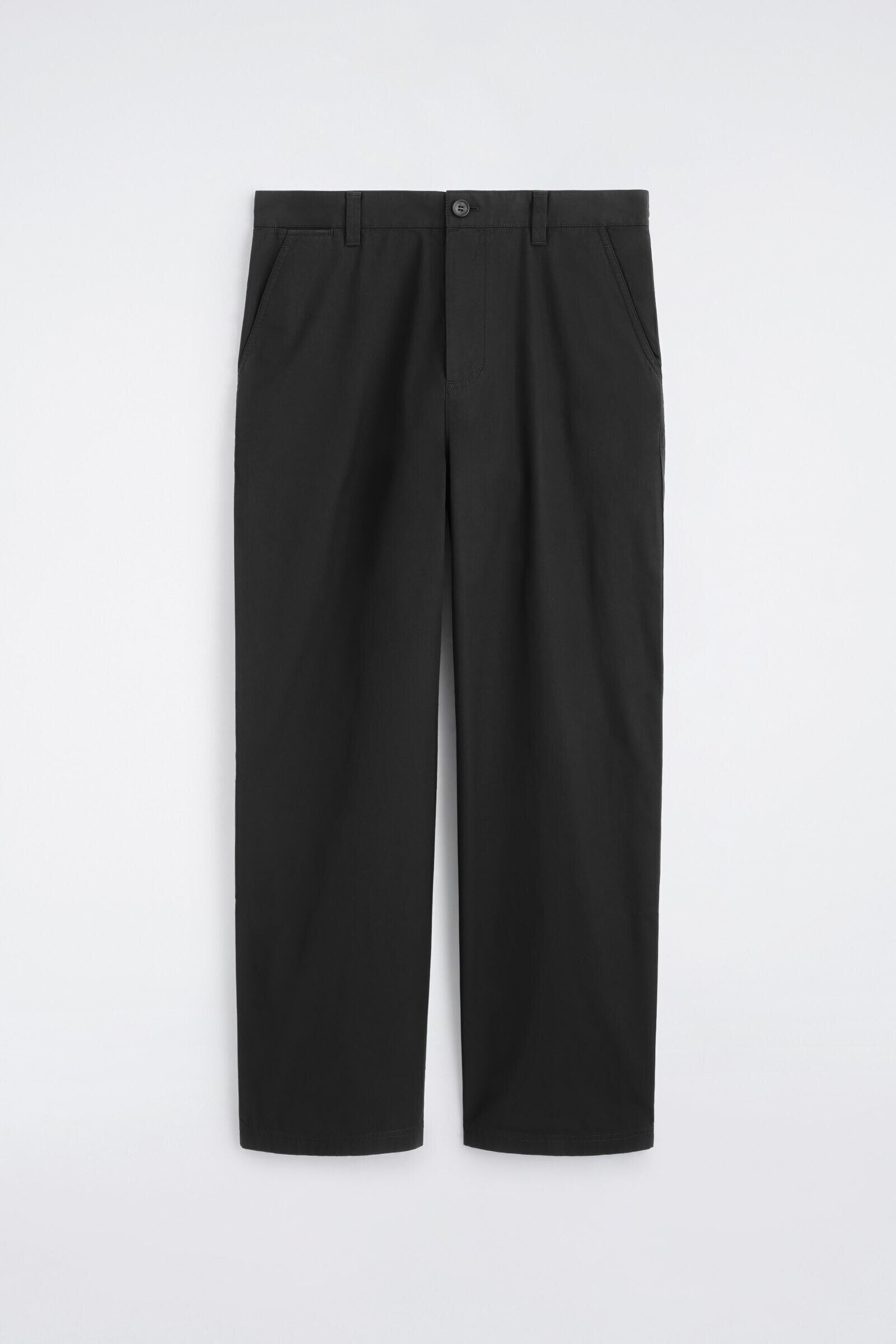 COTTON-TWILL RELAXED-FIT STRAIGHT-LEG TROUSERSBLACK