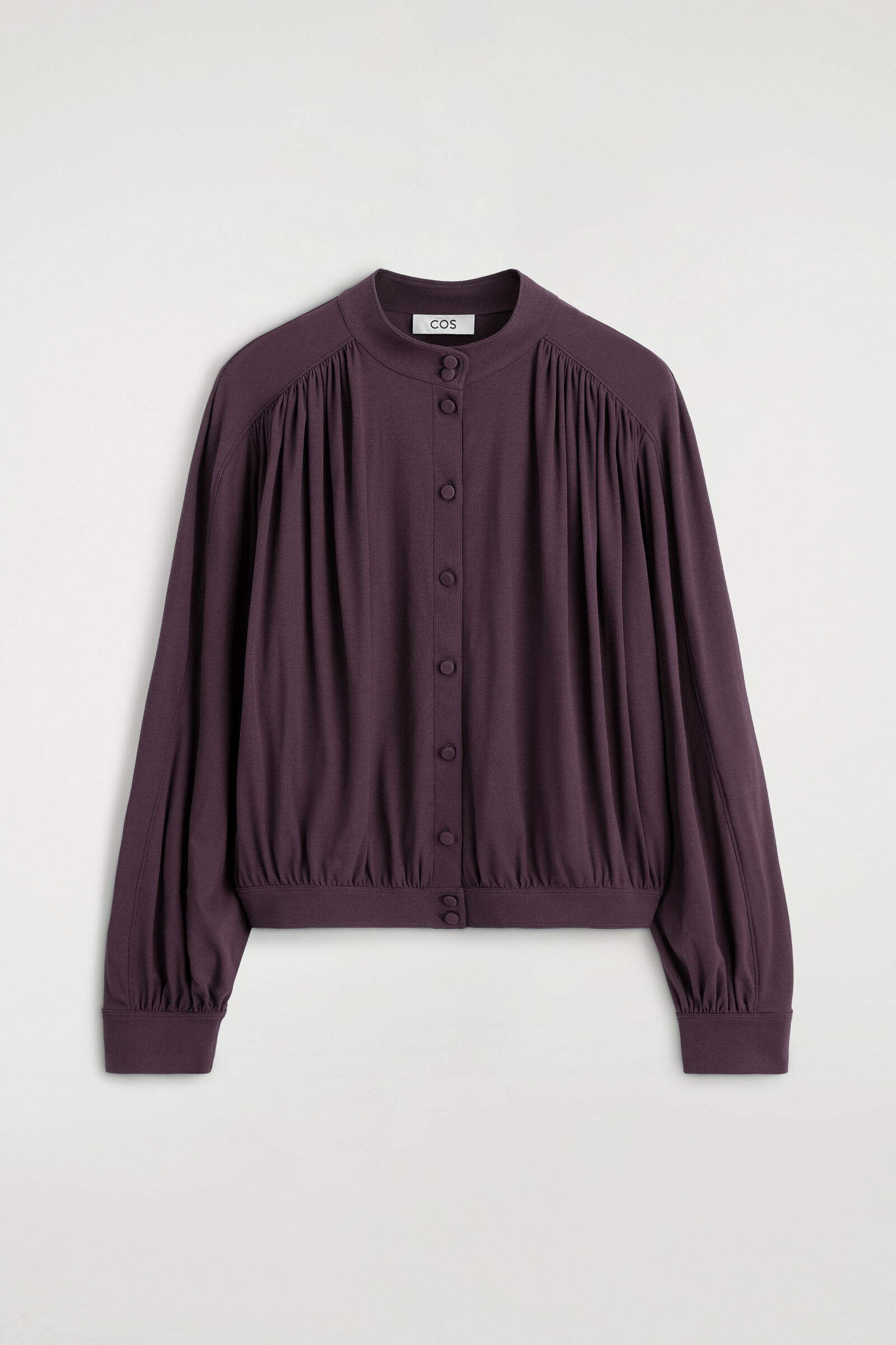 GATHERED COTTON-JERSEY TOPBURGUNDY