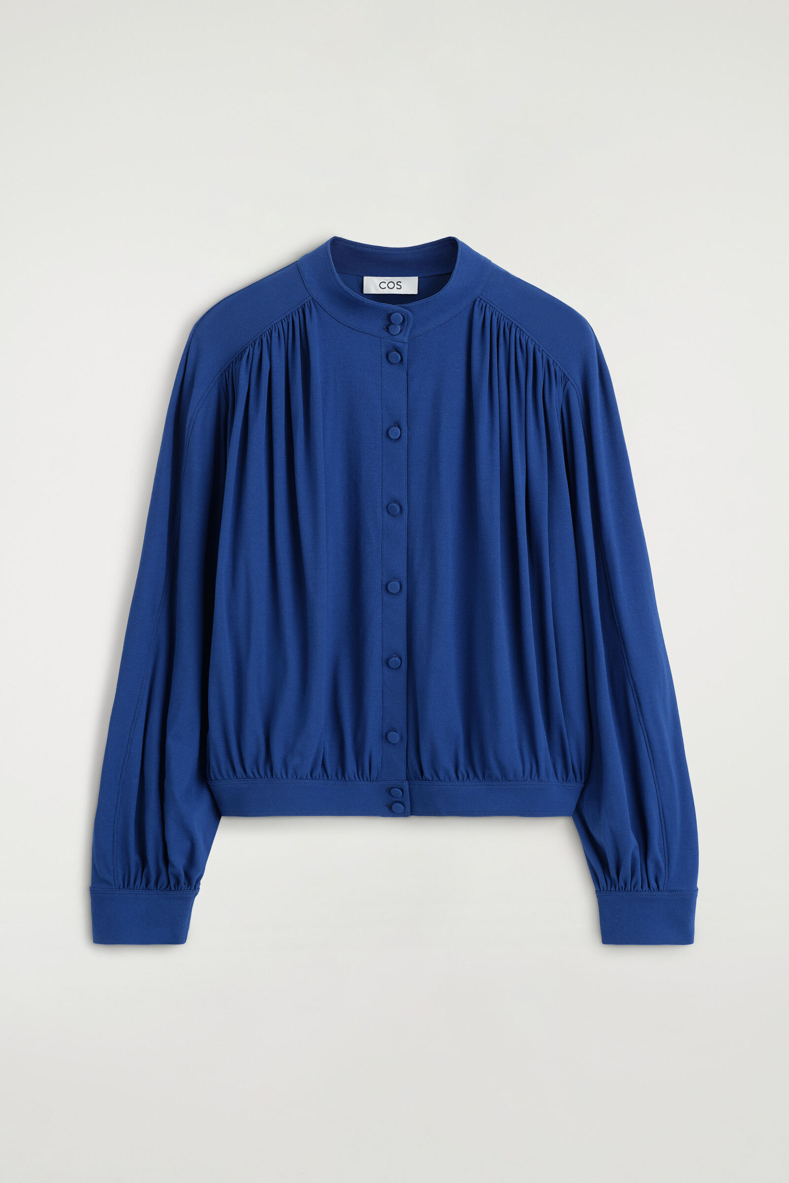 GATHERED COTTON-JERSEY TOPDARK BLUE