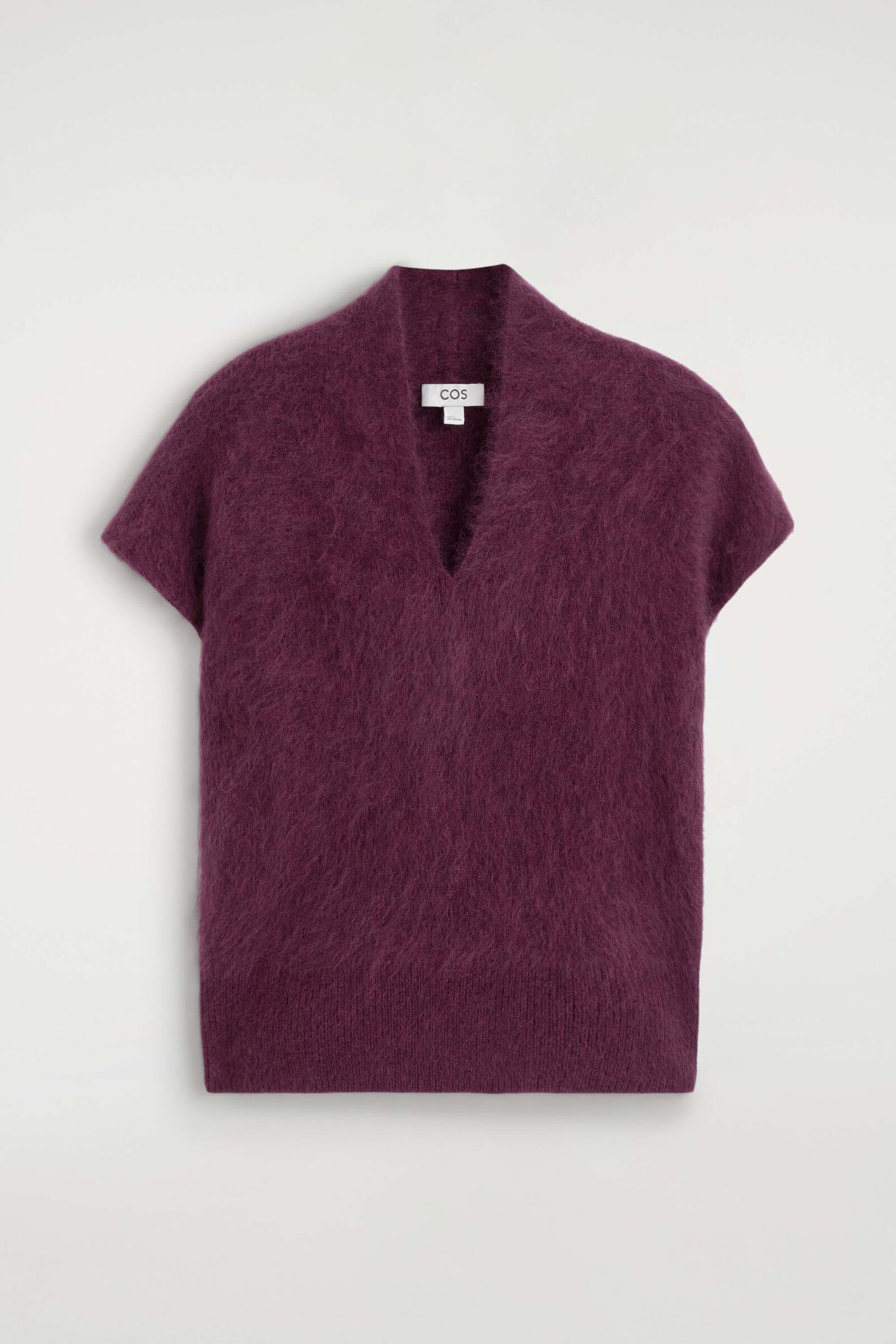 DRAPED BRUSHED MERINO WOOL TOPBURGUNDY