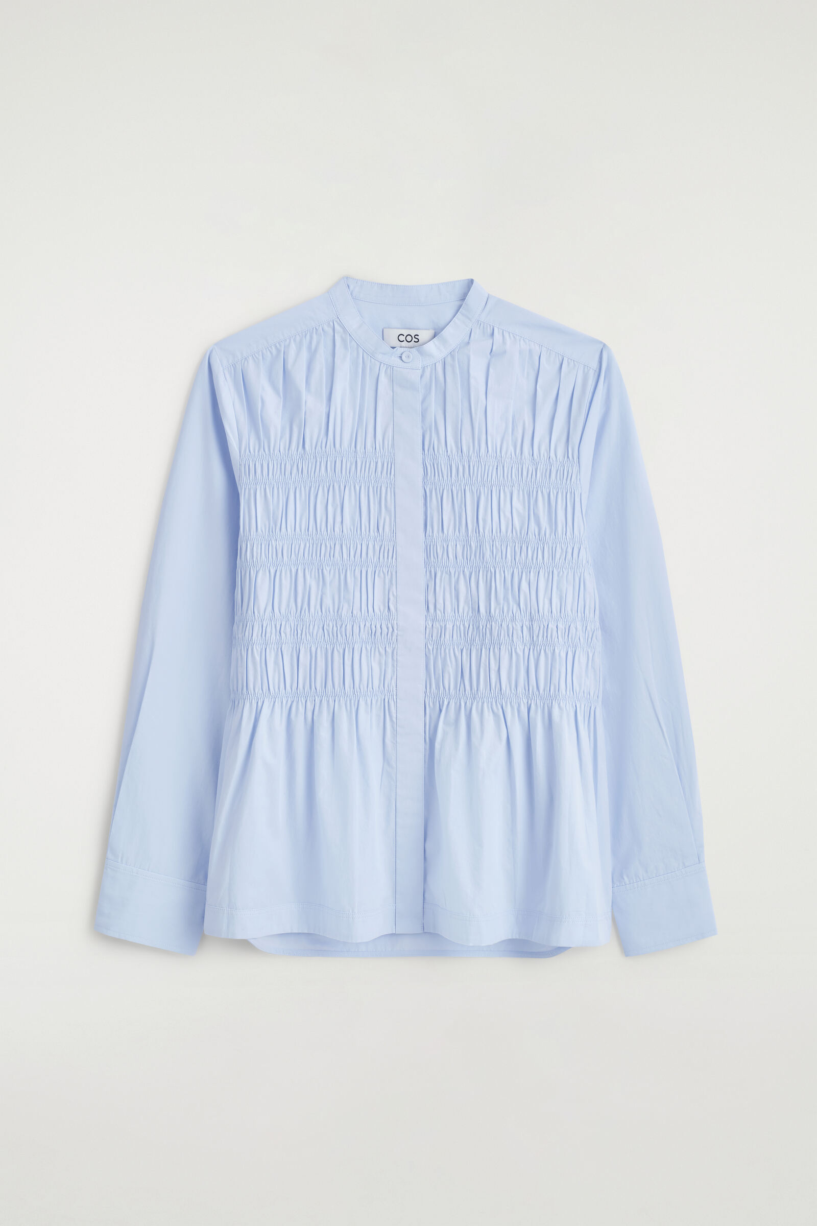 RUCHED COTTON BLOUSEBLUE