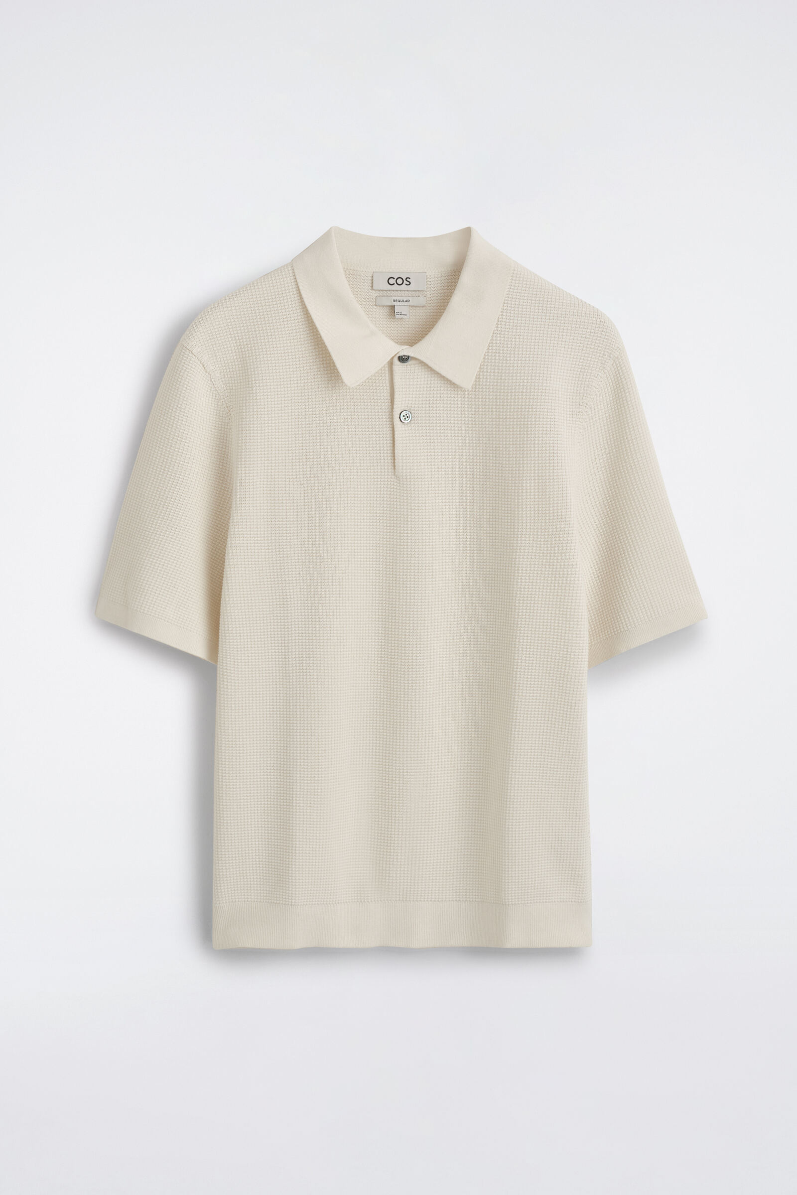 WAFFLE-KNIT COTTON POLO SHIRTIVORY