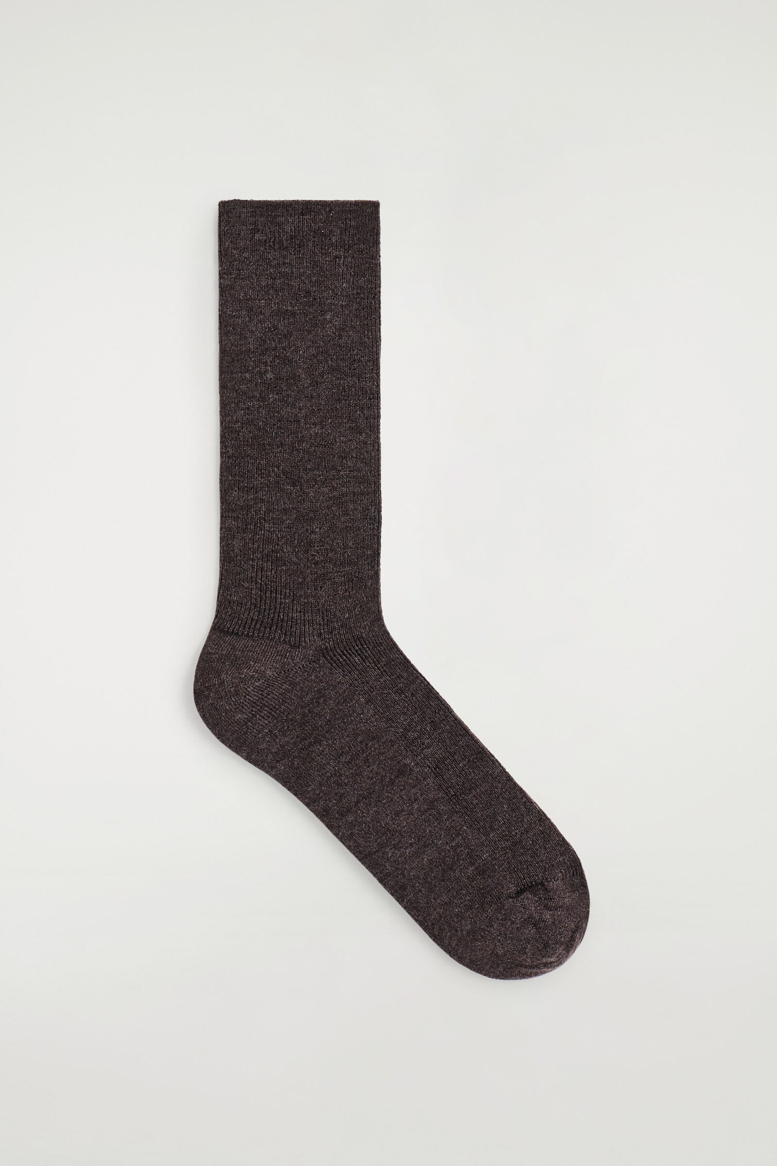 RIBBED WOOL SOCKSDARK-BROWN MÉLANGE