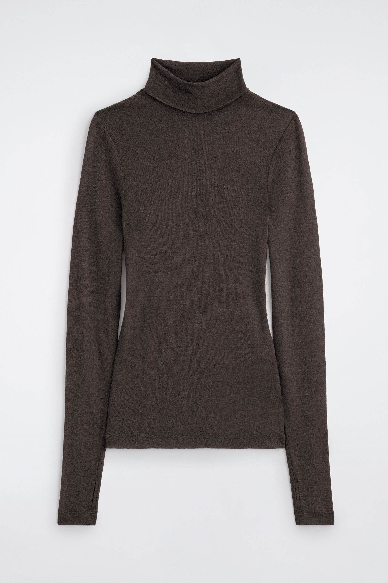MERINO WOOL HIGH-NECK TOPCHOCOLATE MÉLANGE