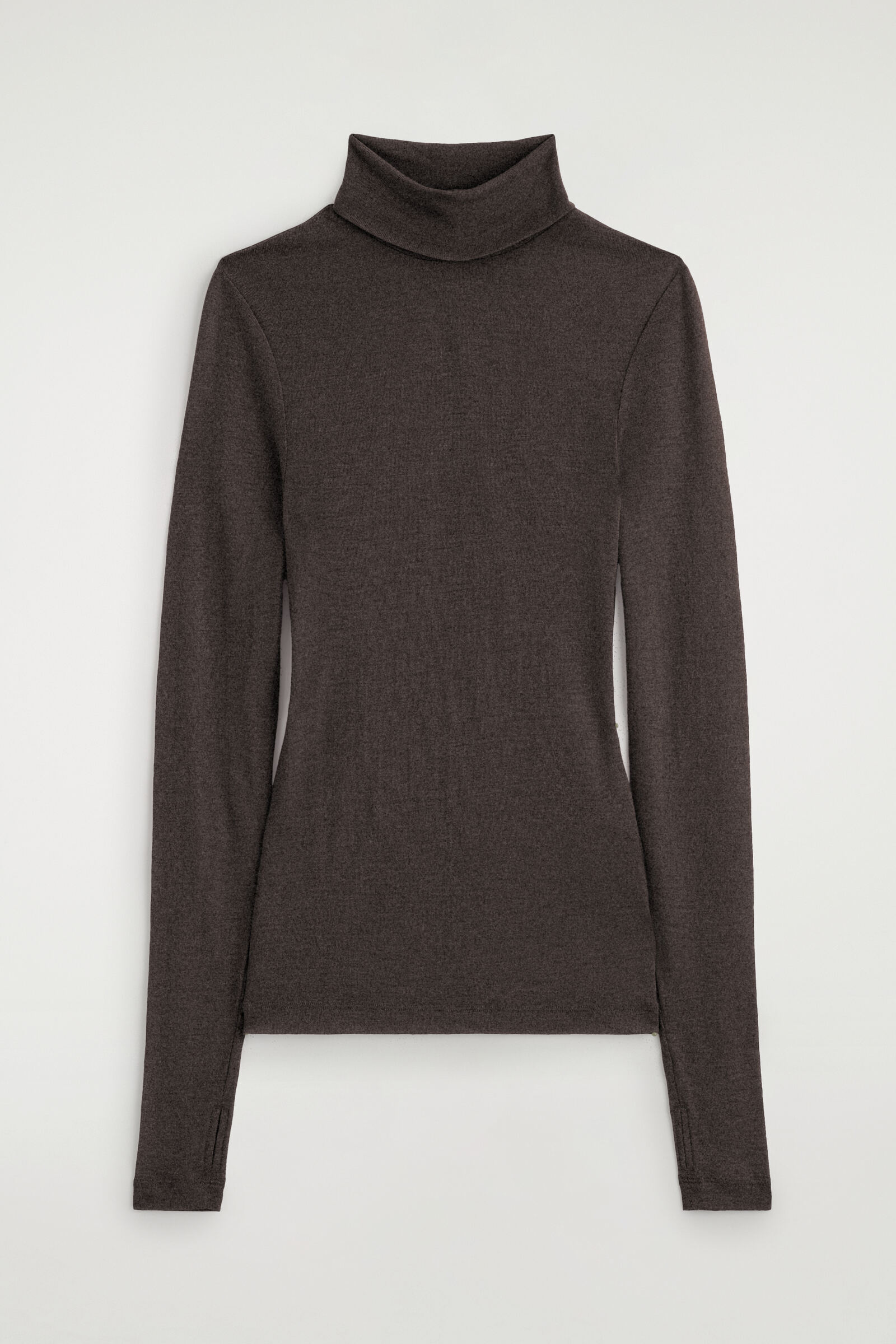 MERINO WOOL HIGH-NECK TOPCHOCOLATE MÉLANGE