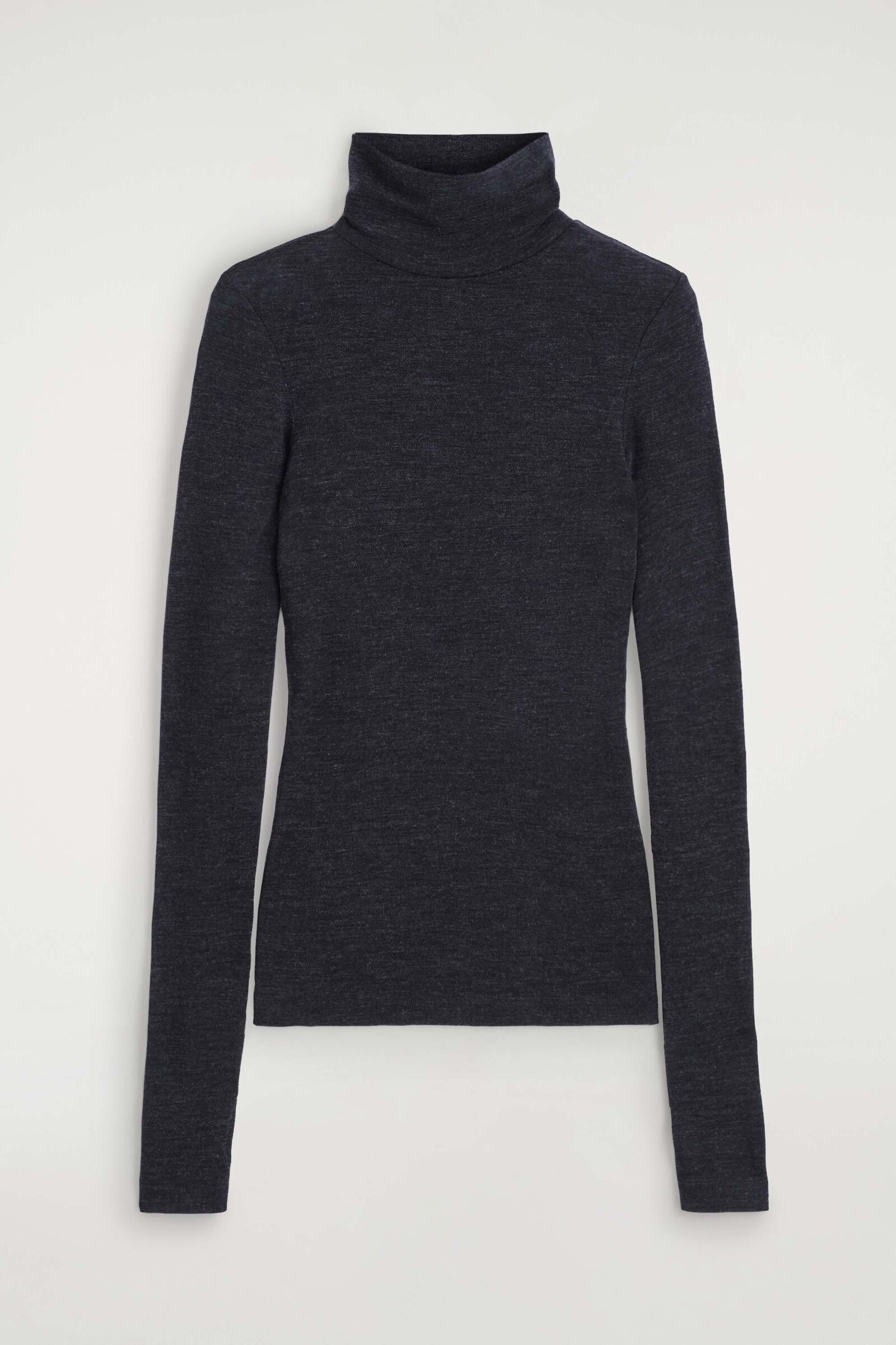 MERINO WOOL HIGH-NECK TOPCHARCOAL MÉLANGE