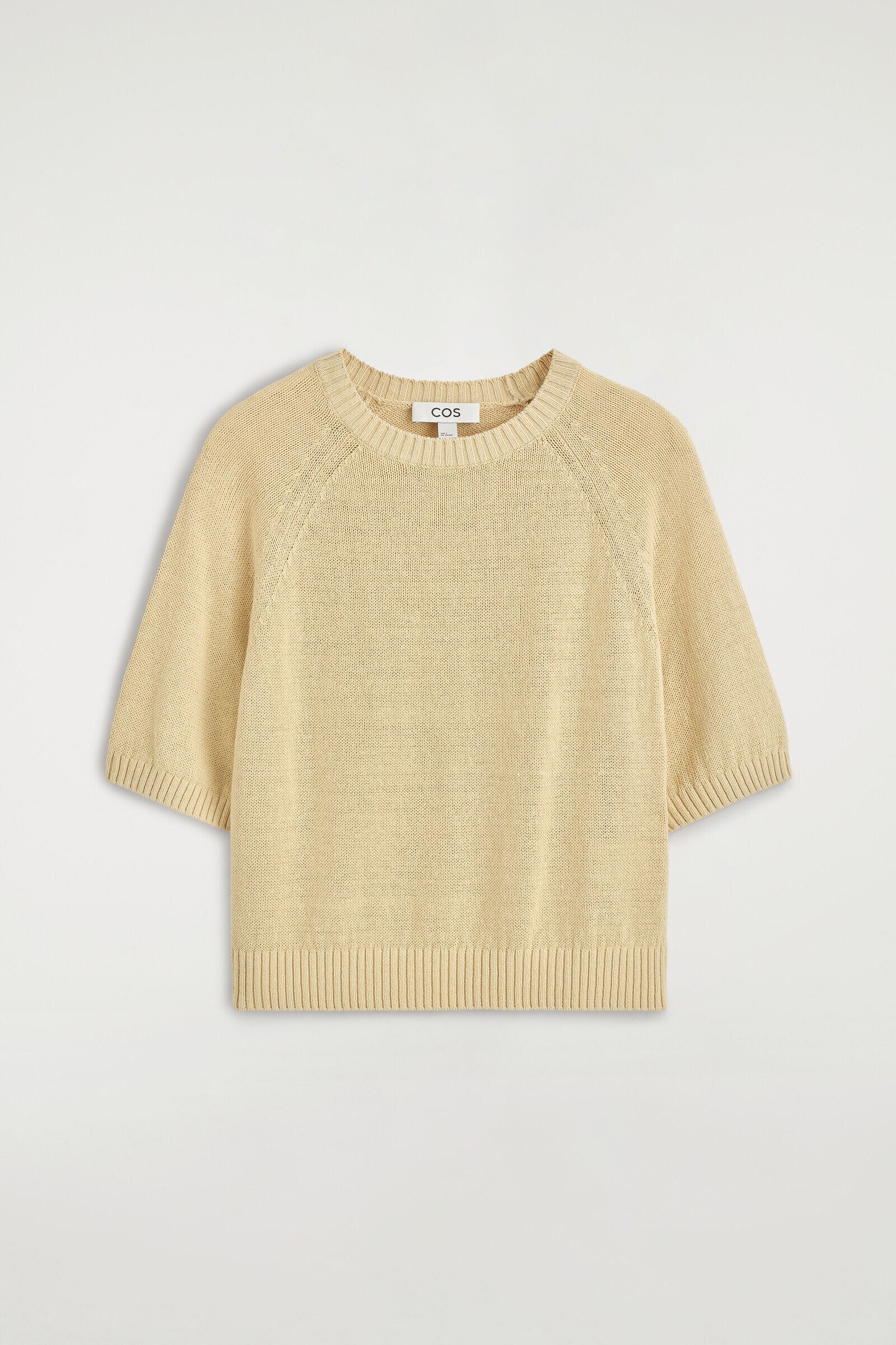 SHRUNKEN KNITTED LINEN T-SHIRTYELLOW