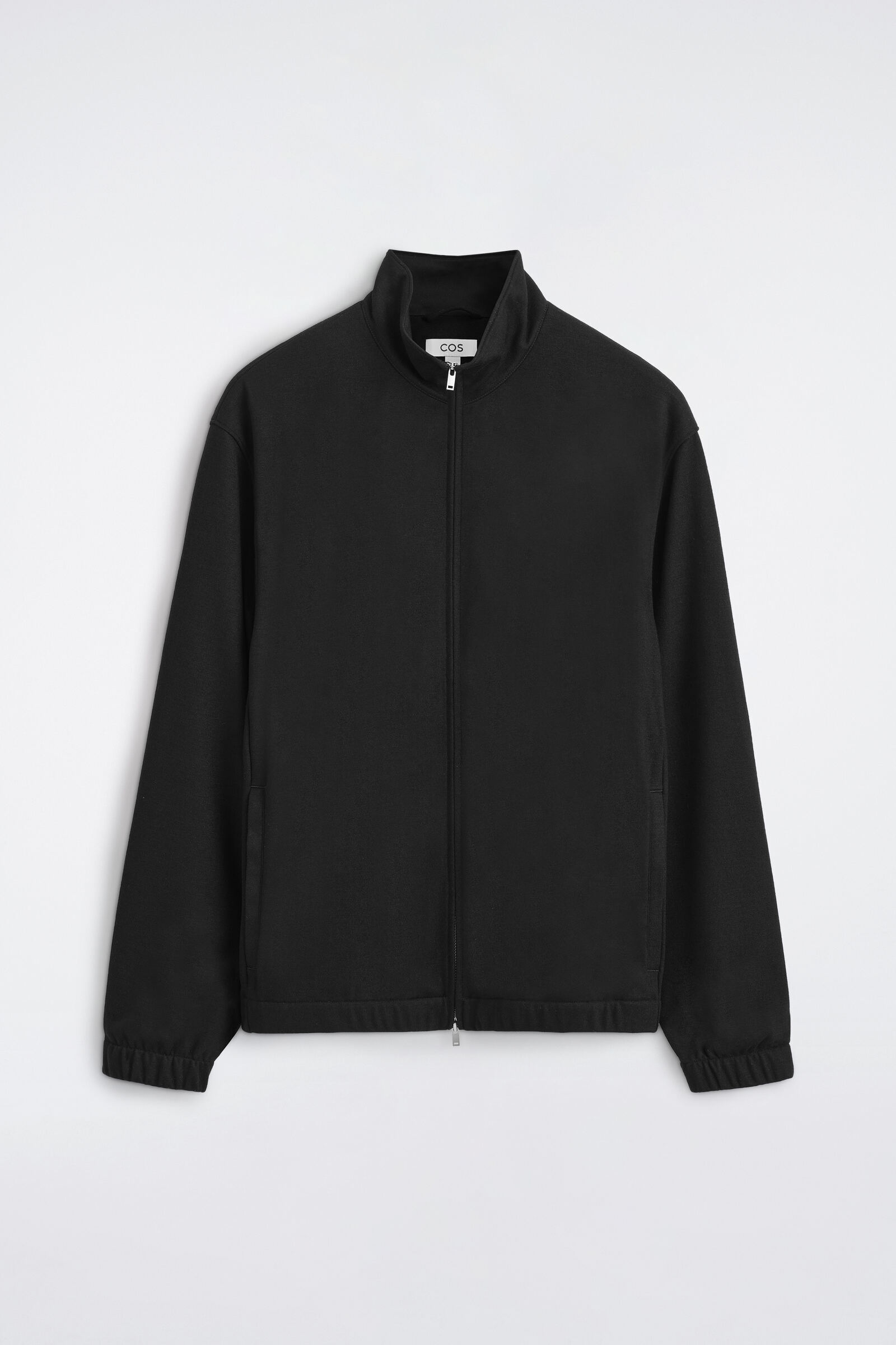 JERSEY FUNNEL-NECK ZIP-UP BLOUSON JACKETBLACK